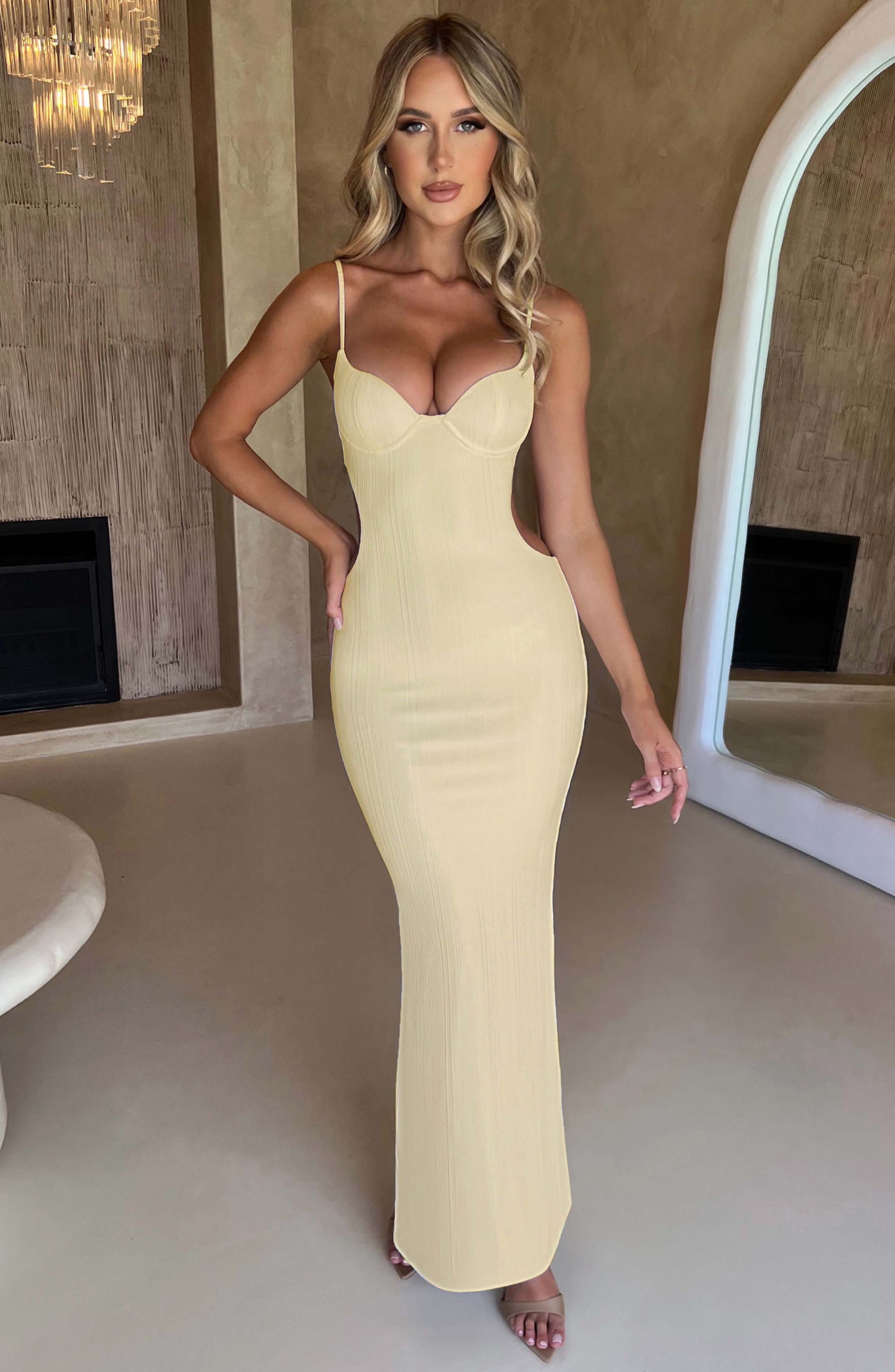 Celine Maxi Elbise - Limon