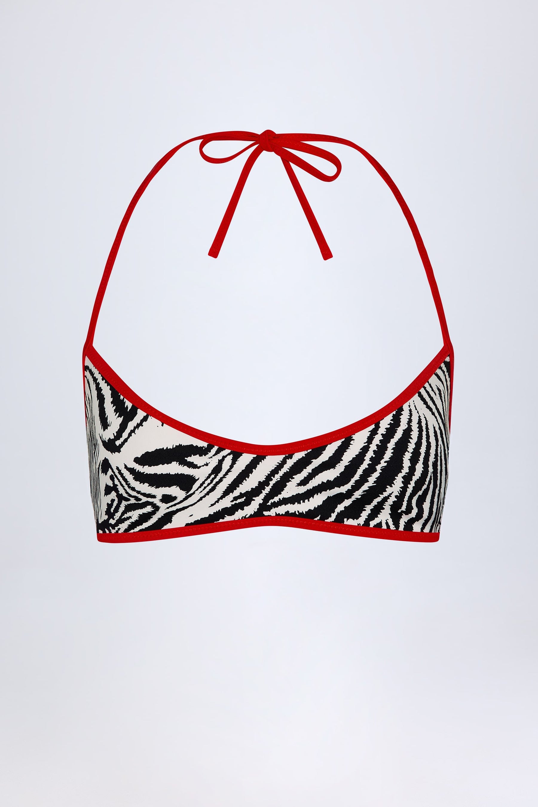 Zebra Desenli Çift Taraflı Askılı Bikini Üstü