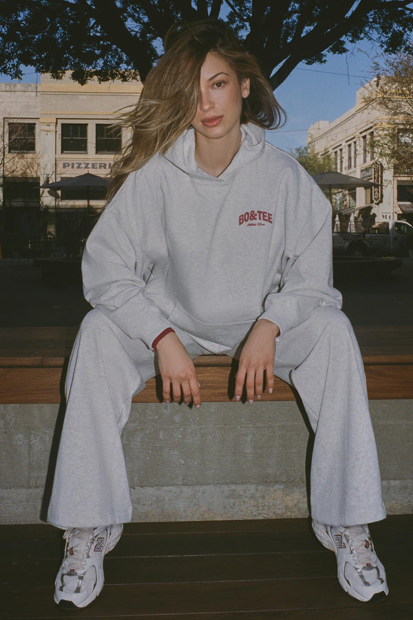 Gri Marl Rengi Büyük Boy Kapüşonlu Sweatshirt