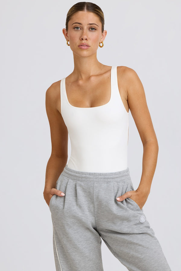 Beyaz Soft Active Açık Sırtlı Bodysuit