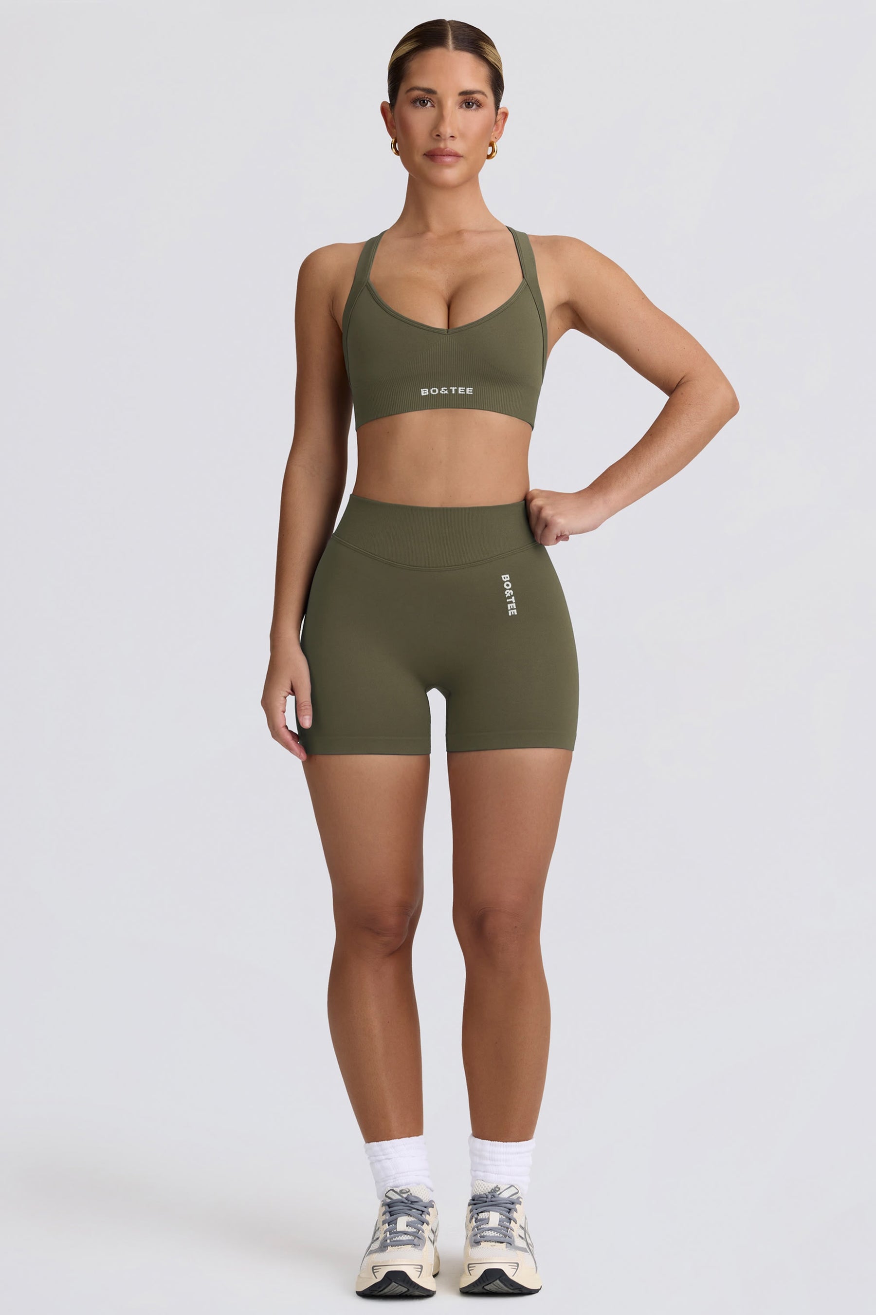 Super Sculpt Dikişsiz Çapraz Sırtlı Spor Sütyeni, Açık Yeşil