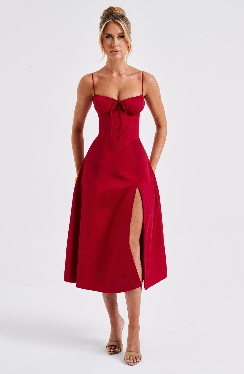 Deanna Midi Elbise - Kırmızı
