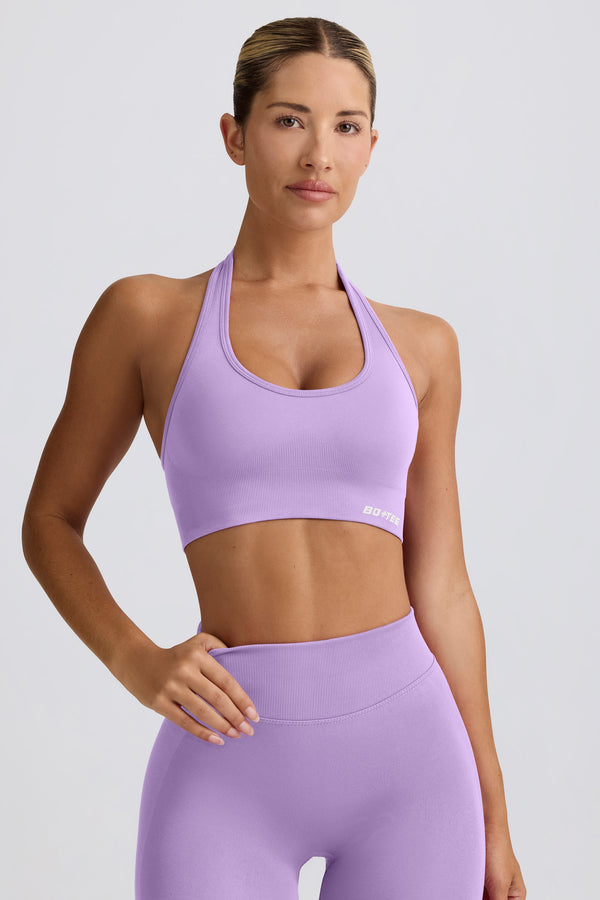Define Luxe Halter Yaka Spor Sütyeni Leylak Rengi