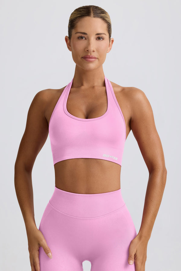 Define Luxe Halter Yaka Spor Sütyeni (Gül Rengi)