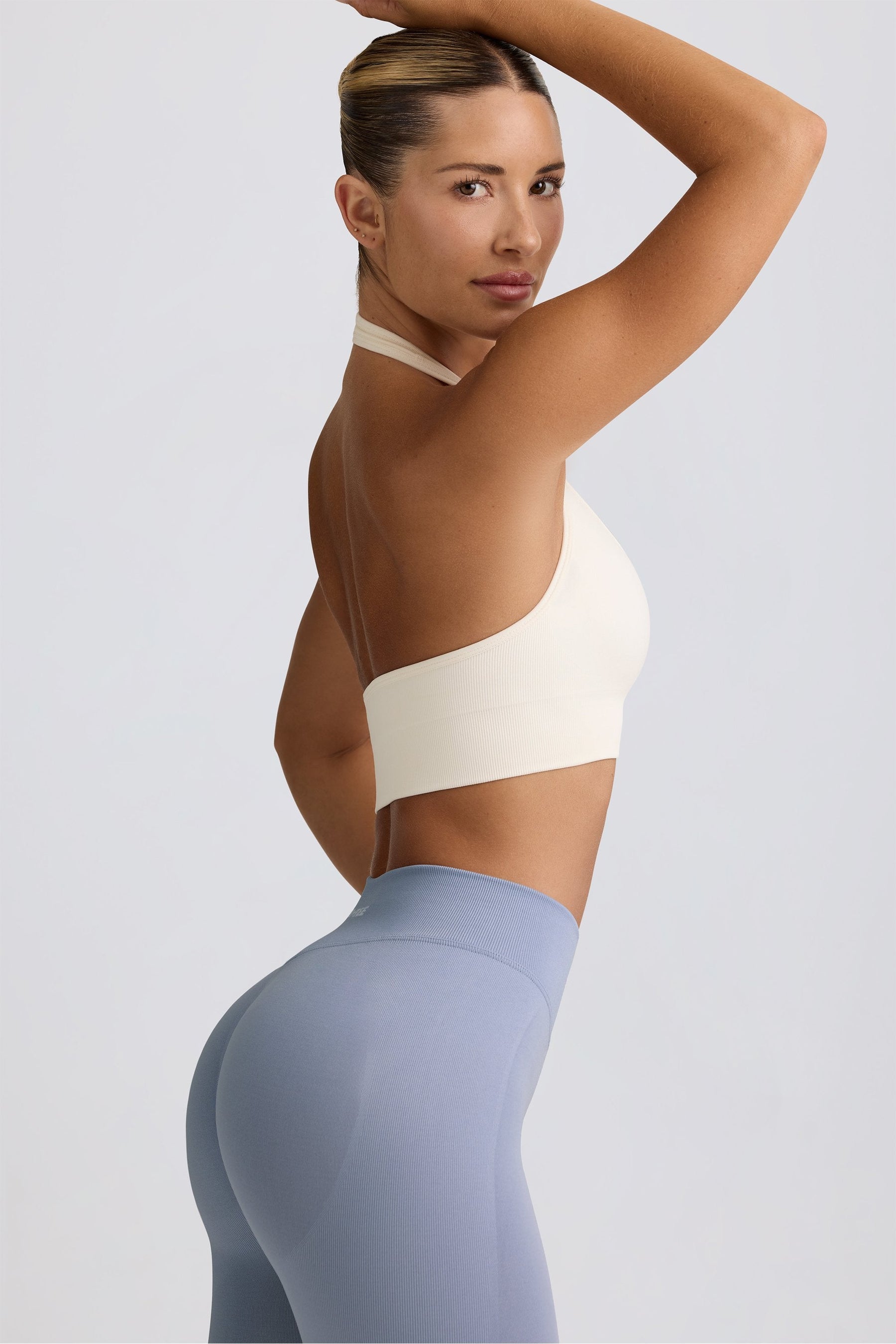 Define Luxe Halter Yaka Spor Sütyeni, Beyaz