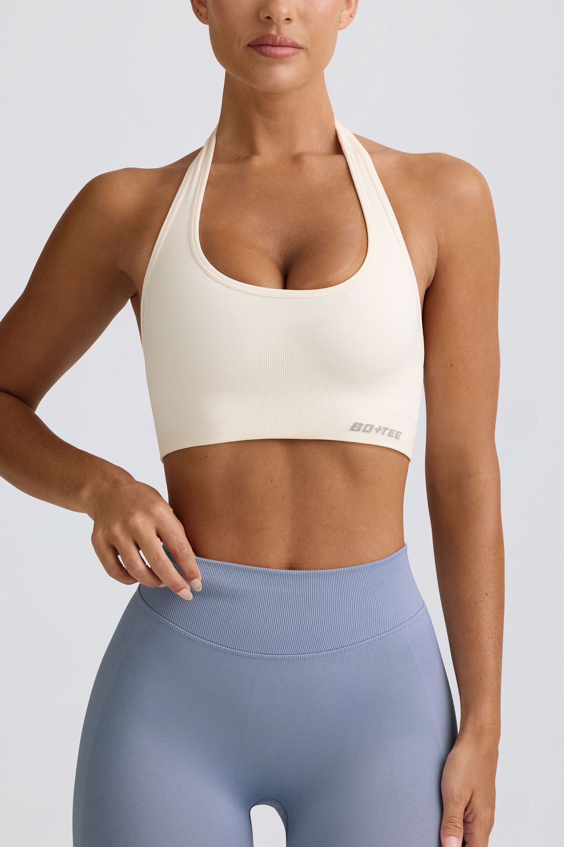Define Luxe Halter Yaka Spor Sütyeni, Beyaz