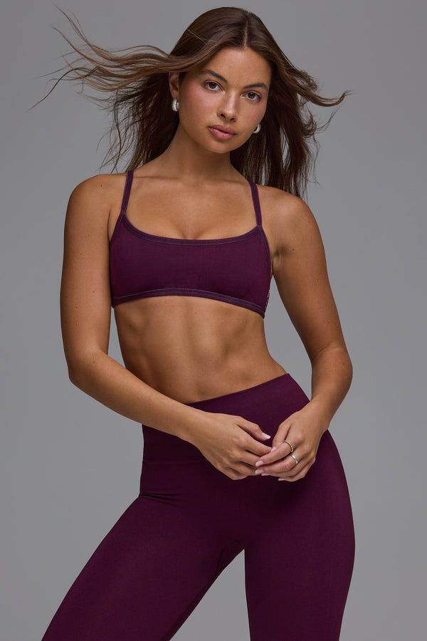 Define Luxe Çok Yönlü Açık Sırtlı Spor Sütyeni Üzüm Rengi