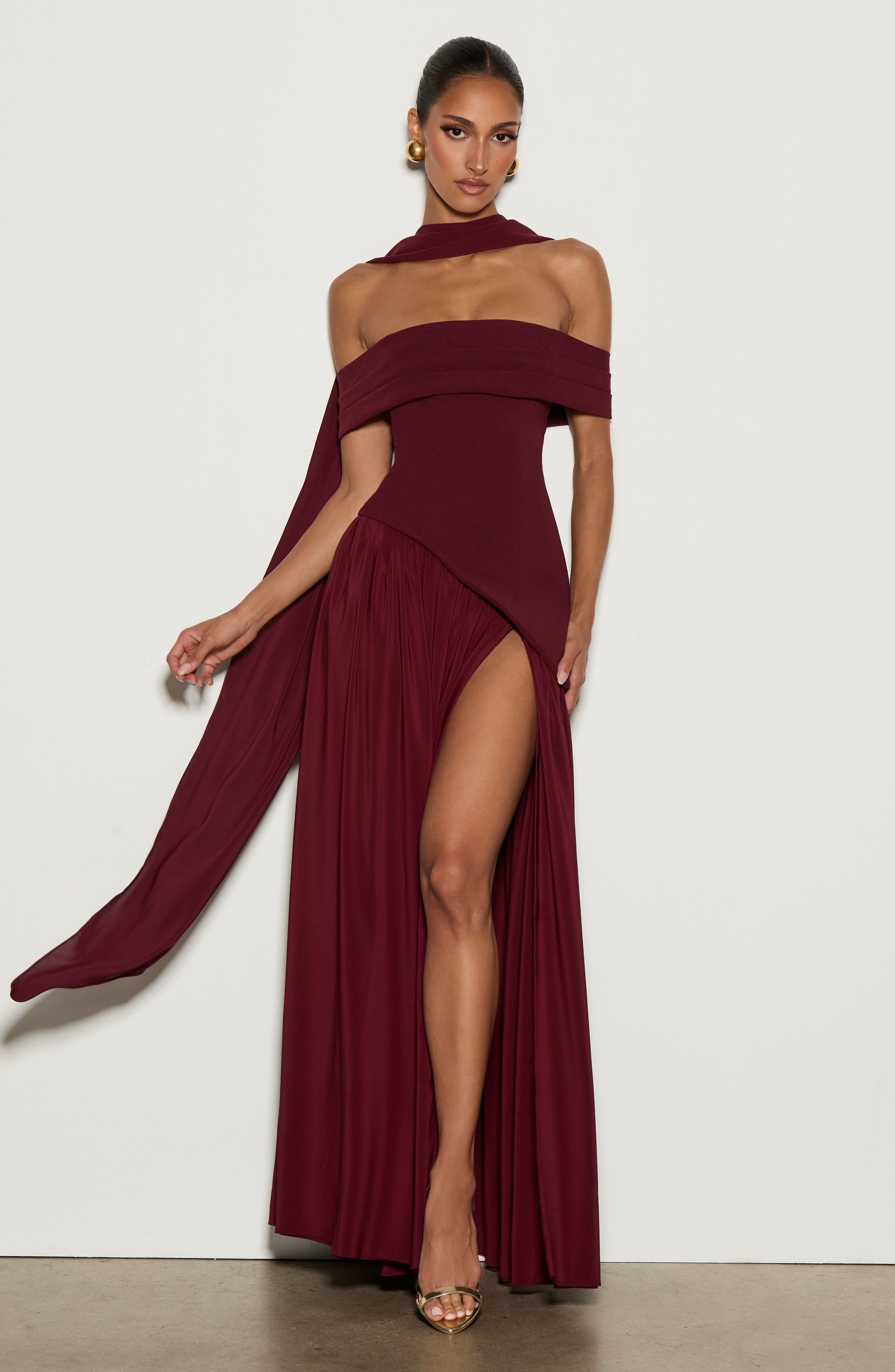 Delilah Maxi Elbise - Kiraz Rengi Lake
