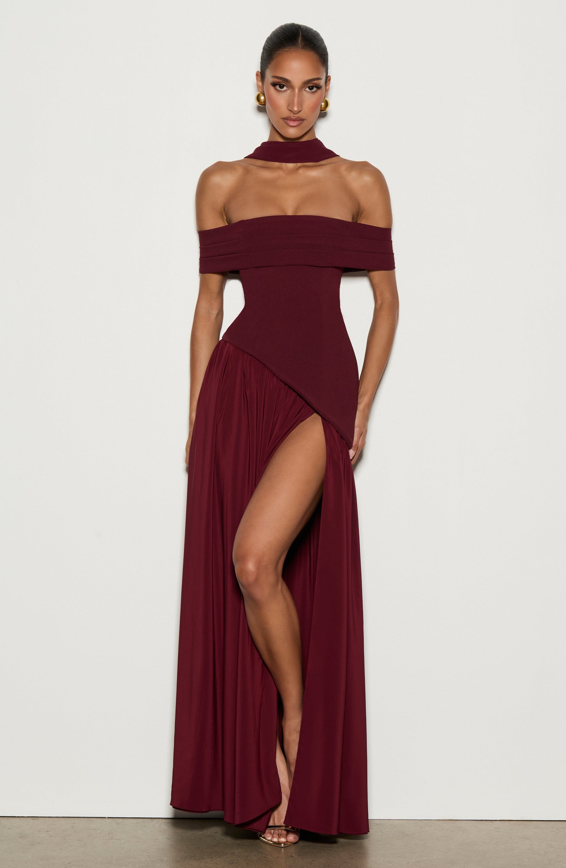 Delilah Maxi Elbise - Kiraz Rengi Lake