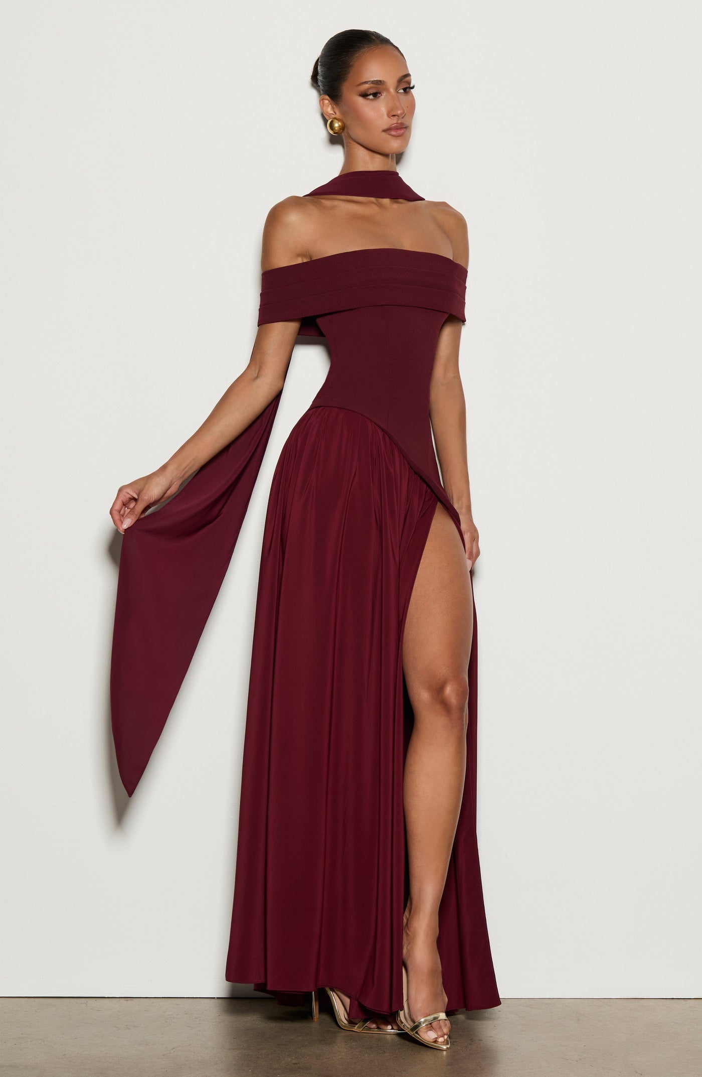 Delilah Maxi Elbise - Kiraz Rengi Lake