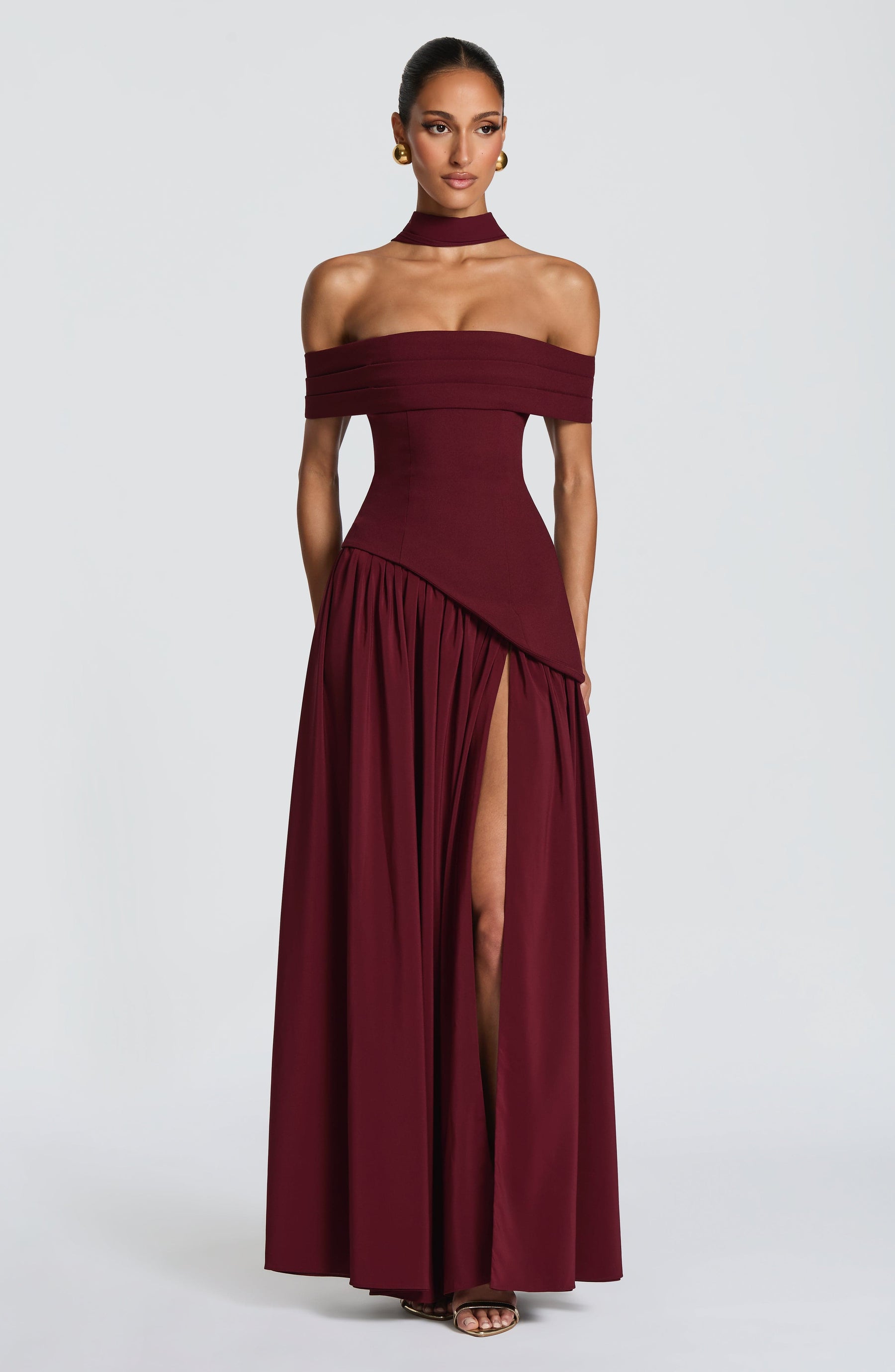 Delilah Maxi Elbise - Kiraz Rengi Lake