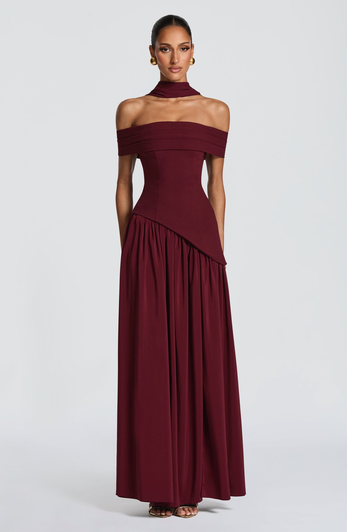 Delilah Maxi Elbise - Kiraz Rengi Lake