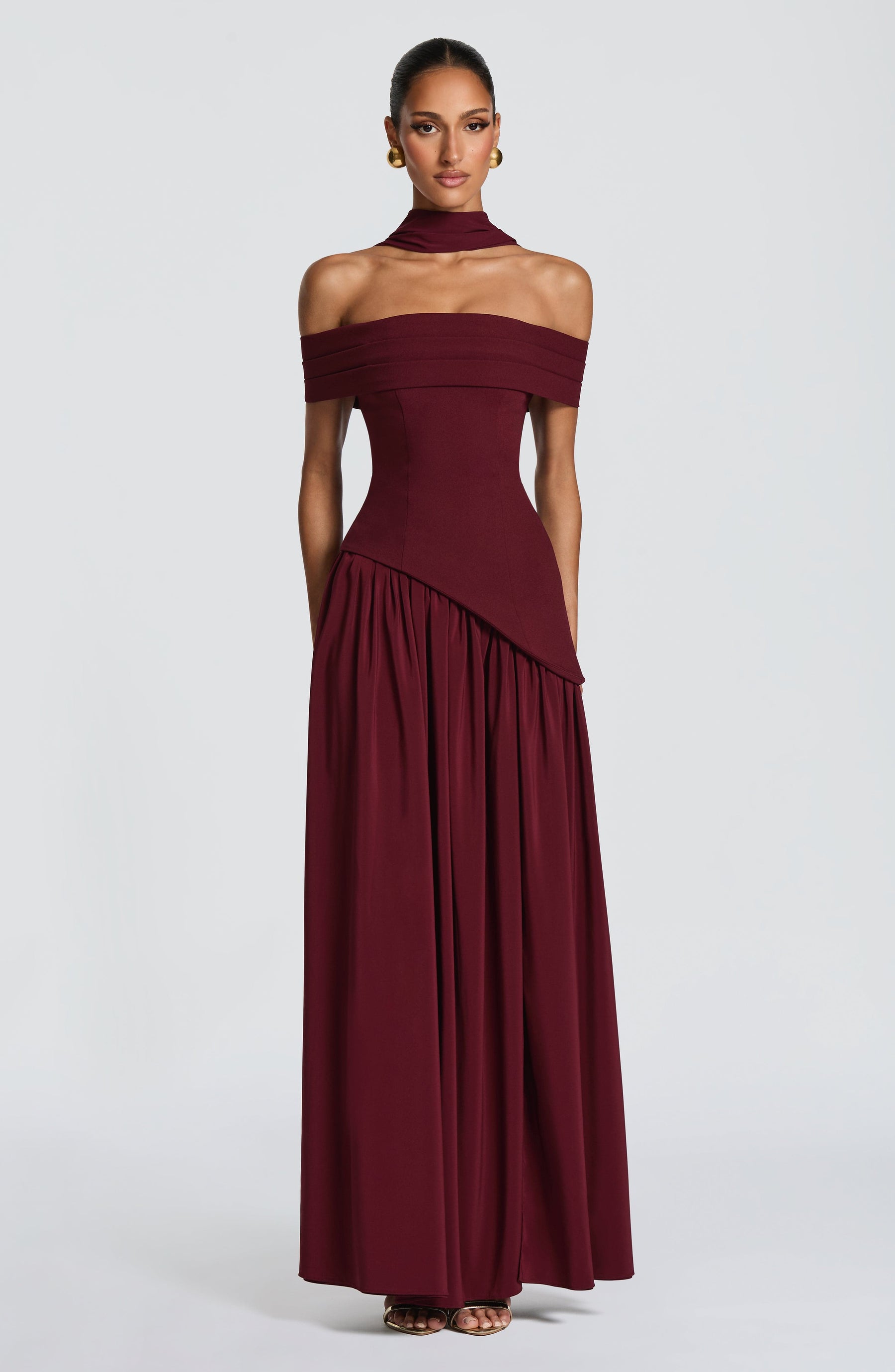 Delilah Maxi Elbise - Kiraz Rengi Lake