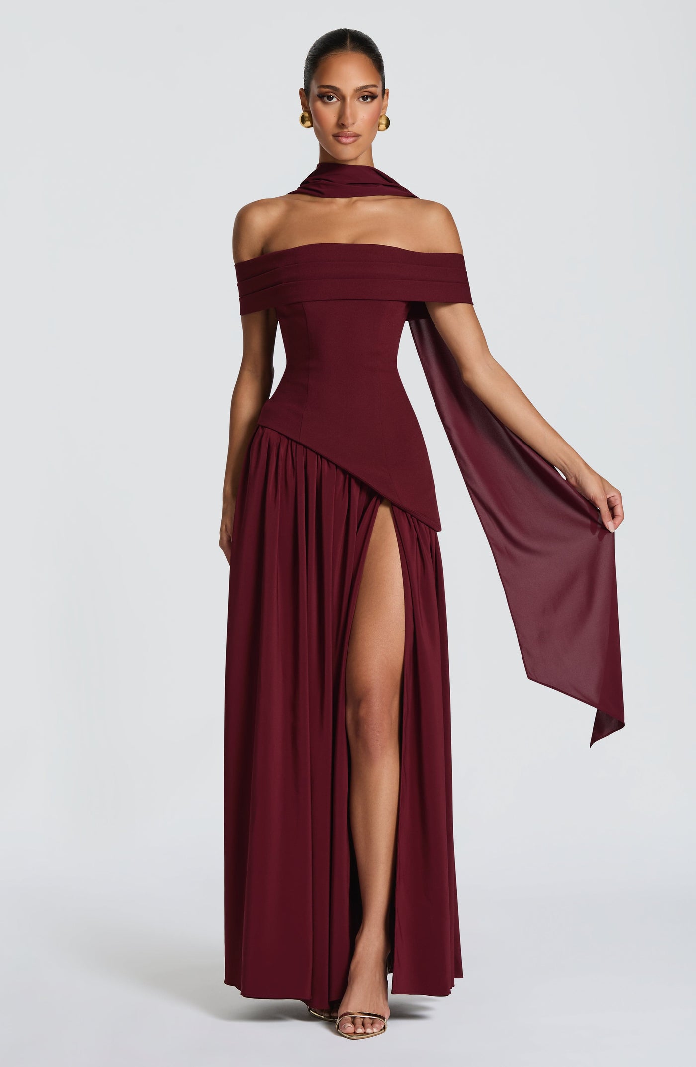 Delilah Maxi Elbise - Kiraz Rengi Lake