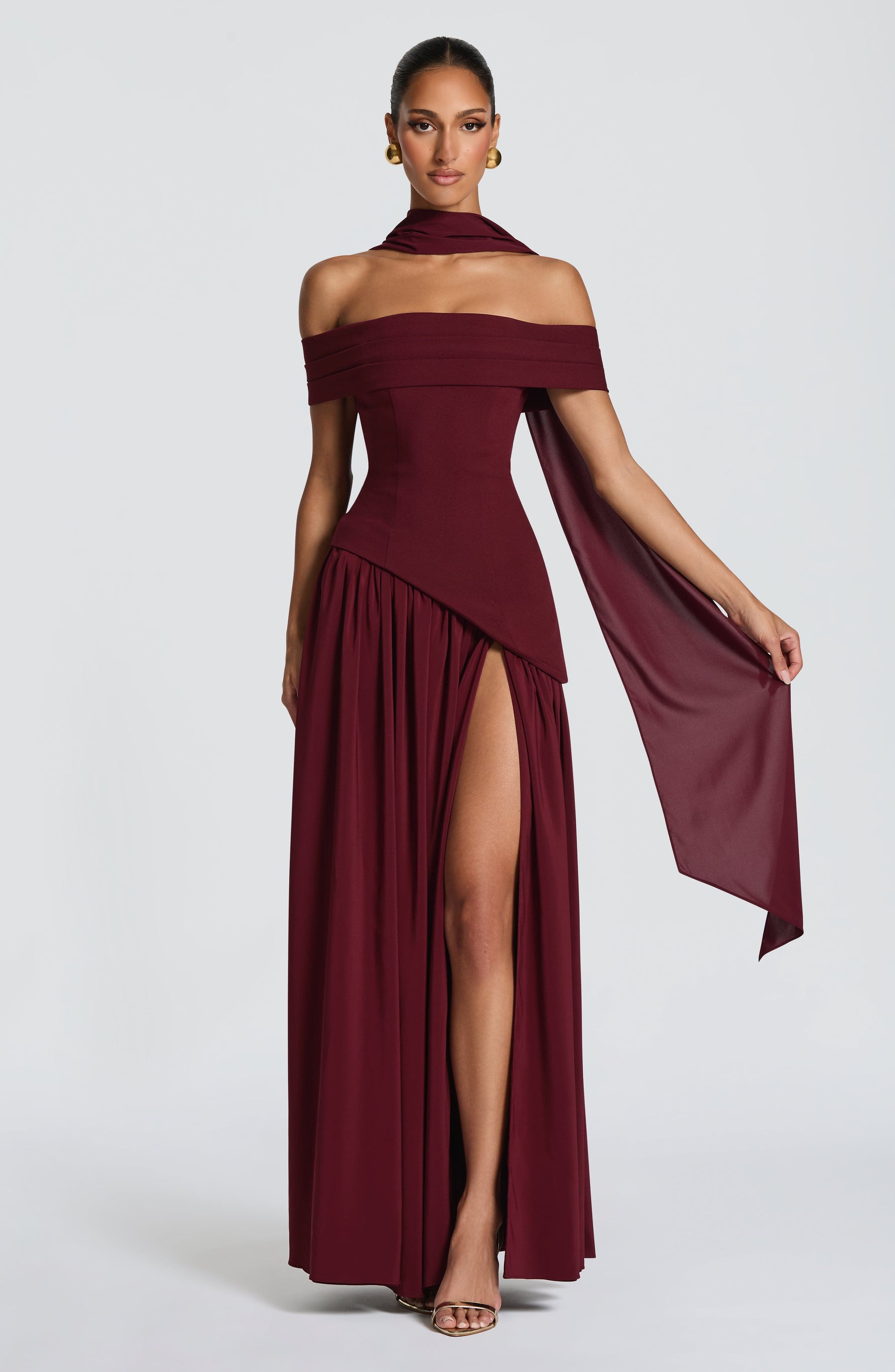 Delilah Maxi Elbise - Kiraz Rengi Lake