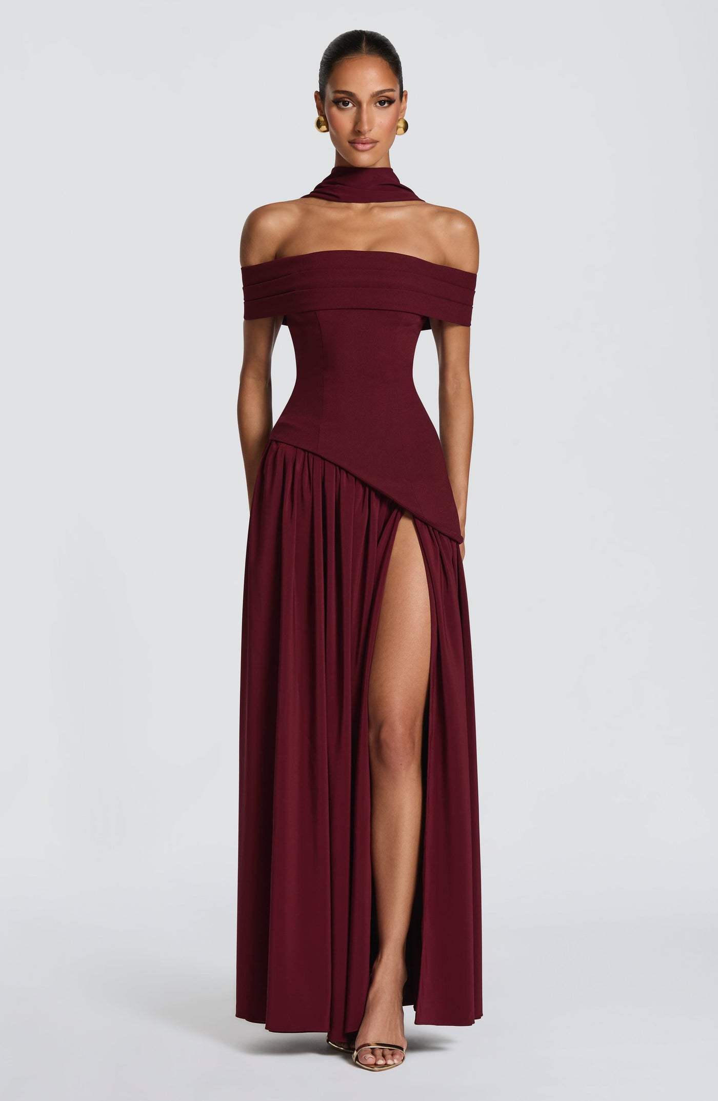 Delilah Maxi Elbise - Kiraz Rengi Lake