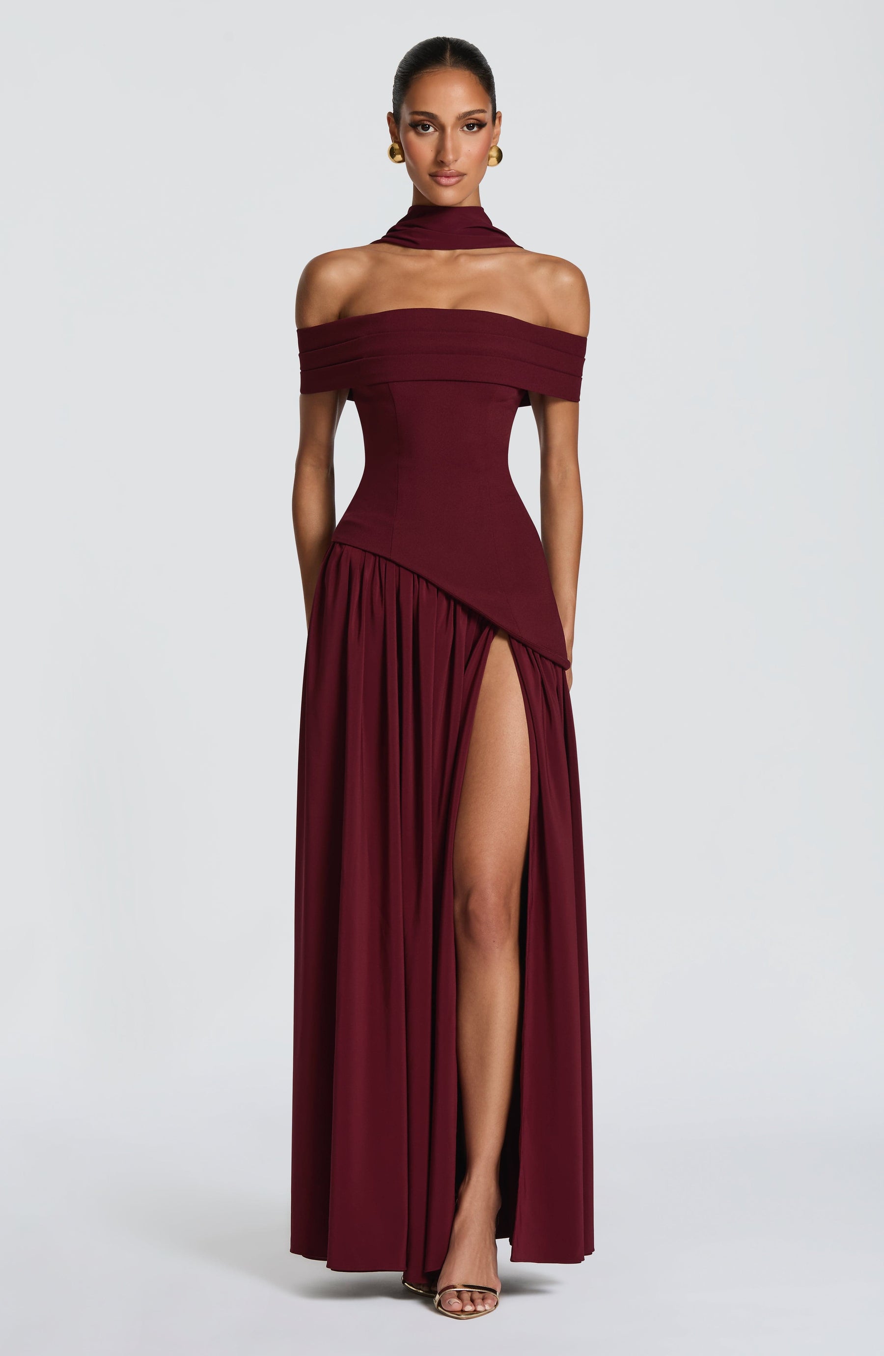 Delilah Maxi Elbise - Kiraz Rengi Lake