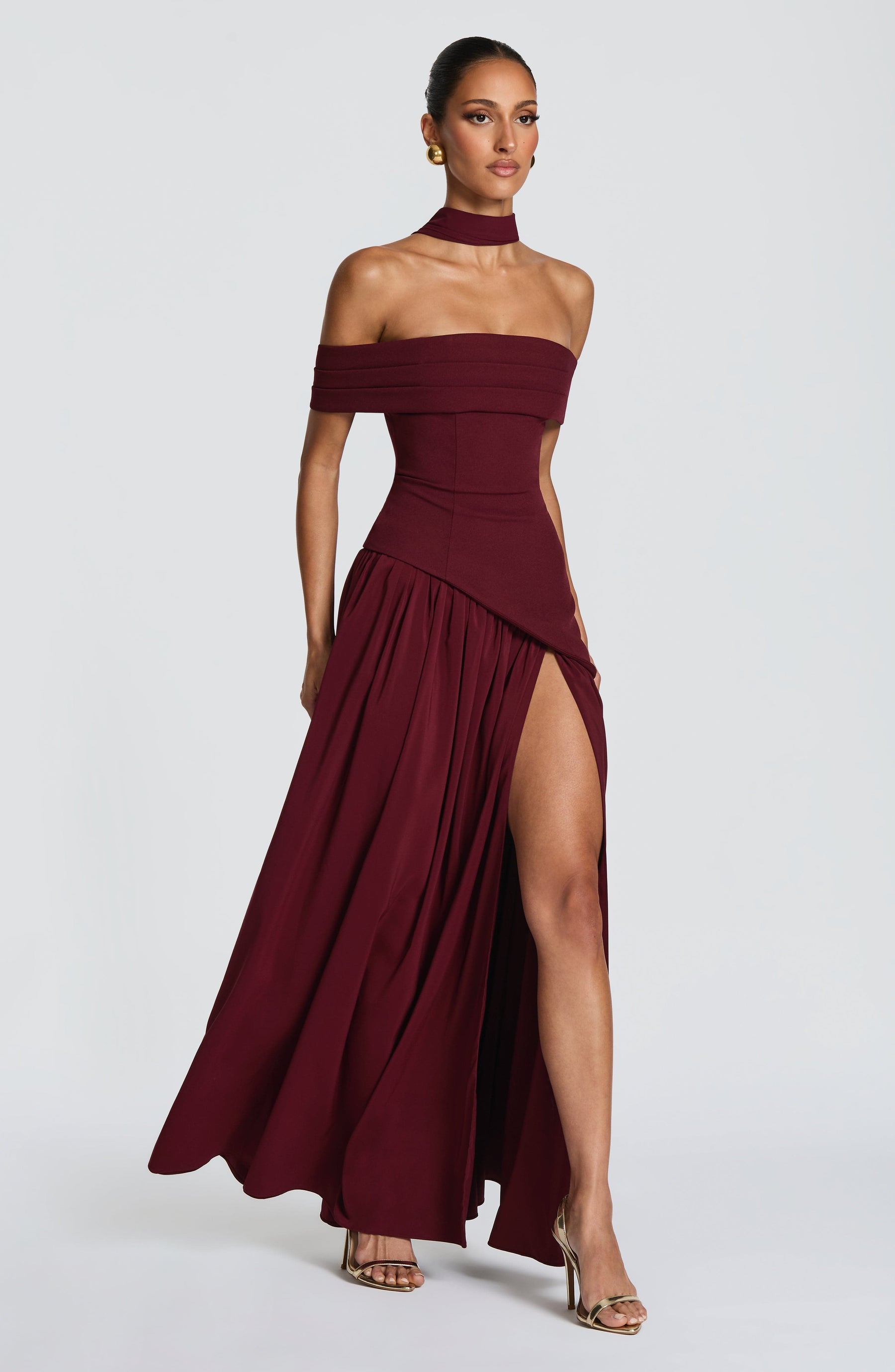 Delilah Maxi Elbise - Kiraz Rengi Lake