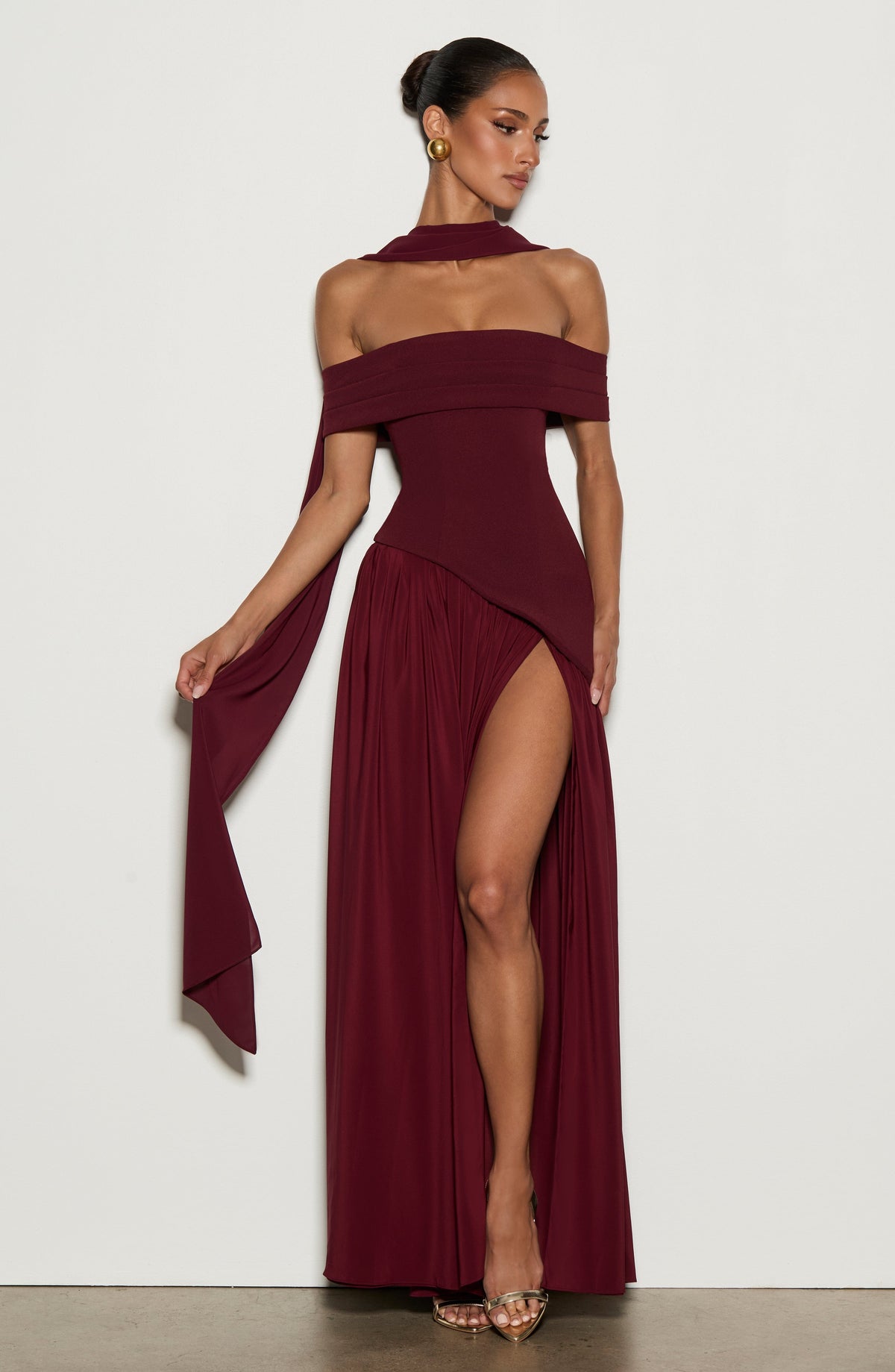 Delilah Maxi Elbise - Kiraz Rengi Lake