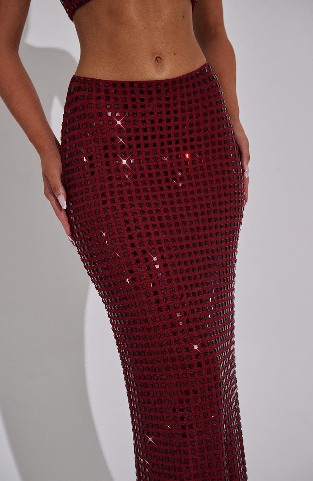 Dimity Maxi Etek - Şarap Rengi