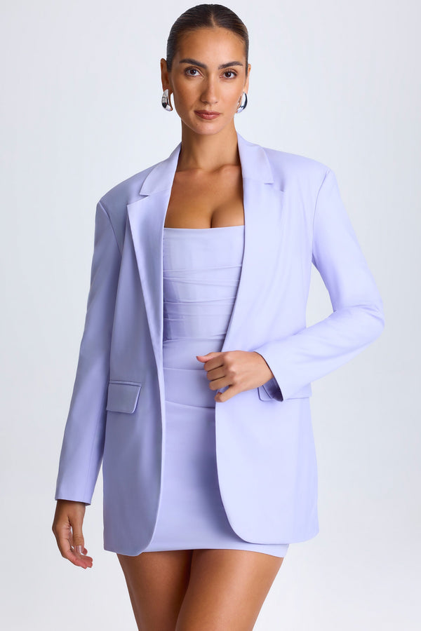 Yumuşak Leylak Rengi Büyük Boy Tek Düğmeli Blazer