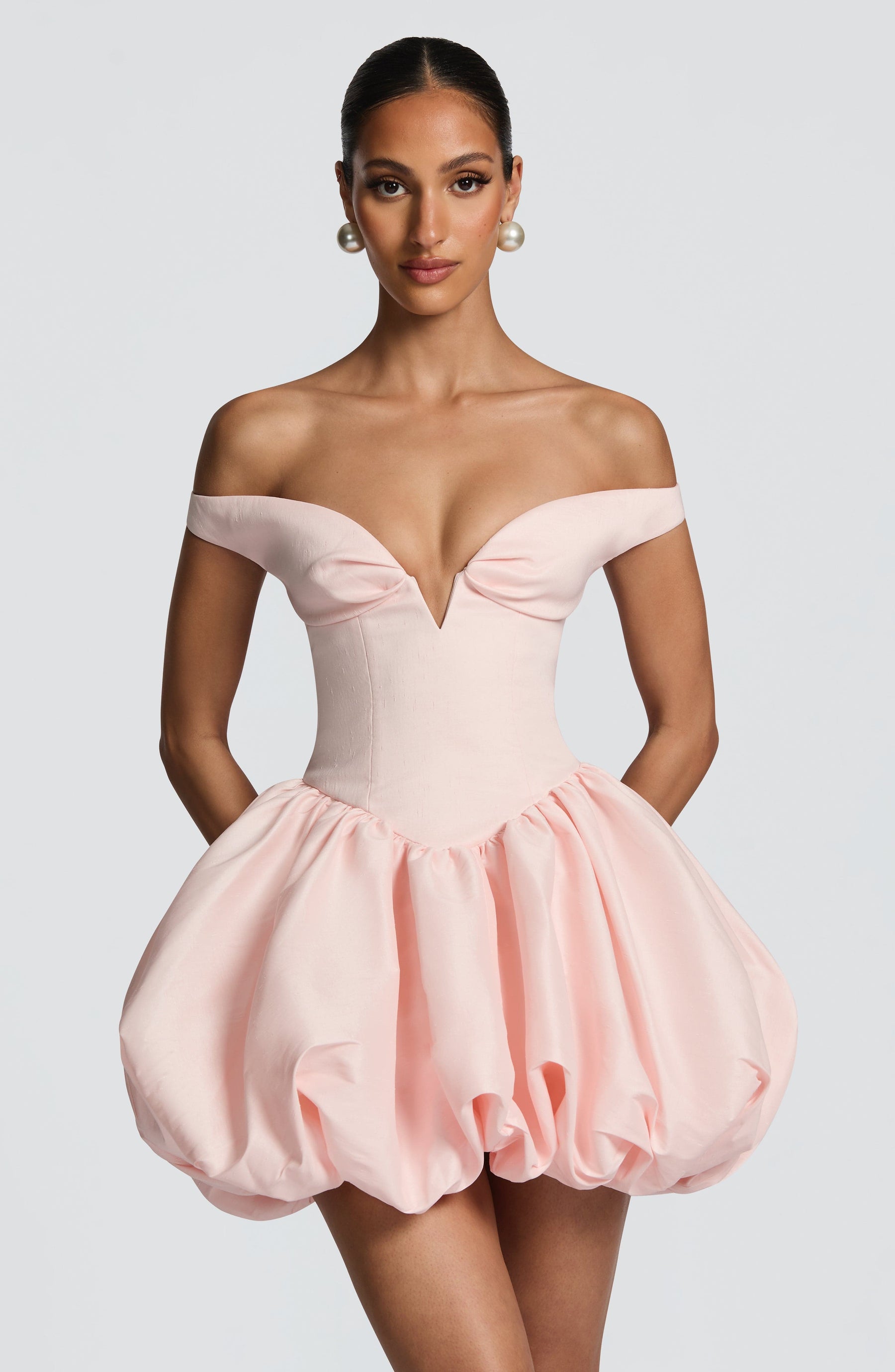 Eileen Mini Elbise - Pudra Pembesi