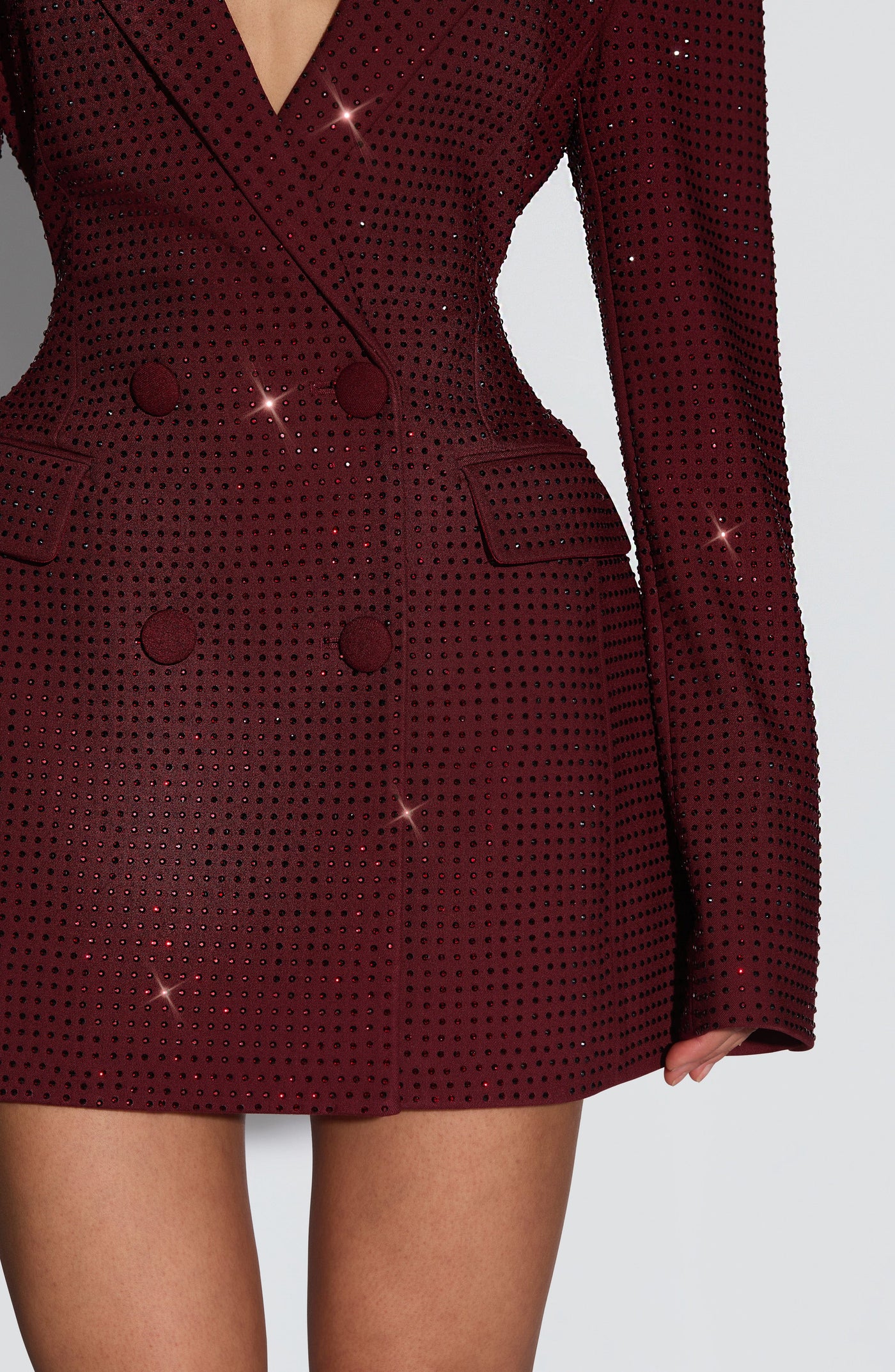 Elvira Mini Elbise - Bordo Parıltılı