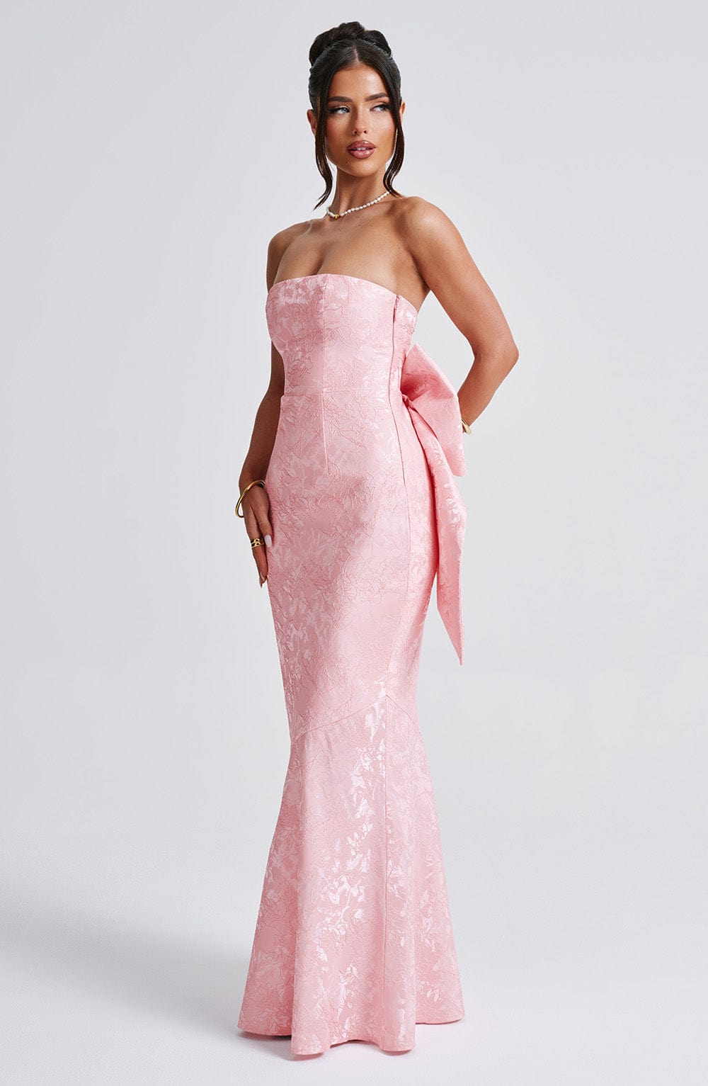 Felicity Maxi Elbise - Pudra Pembesi