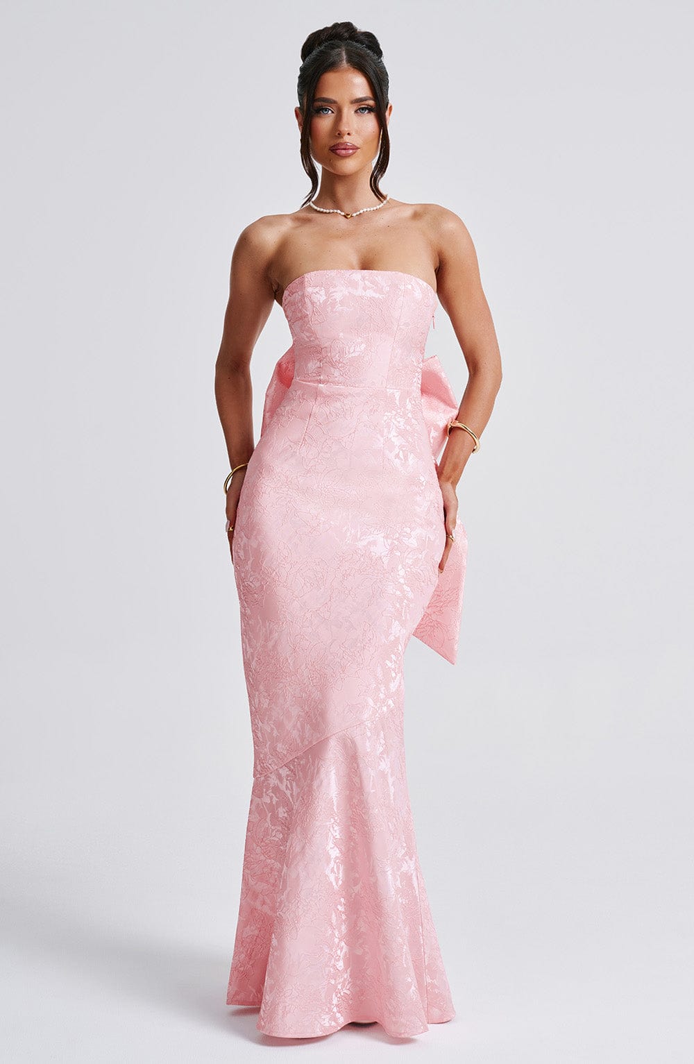 Felicity Maxi Elbise - Pudra Pembesi