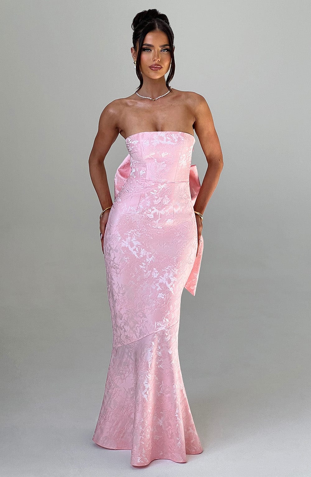 Felicity Maxi Elbise - Pudra Pembesi
