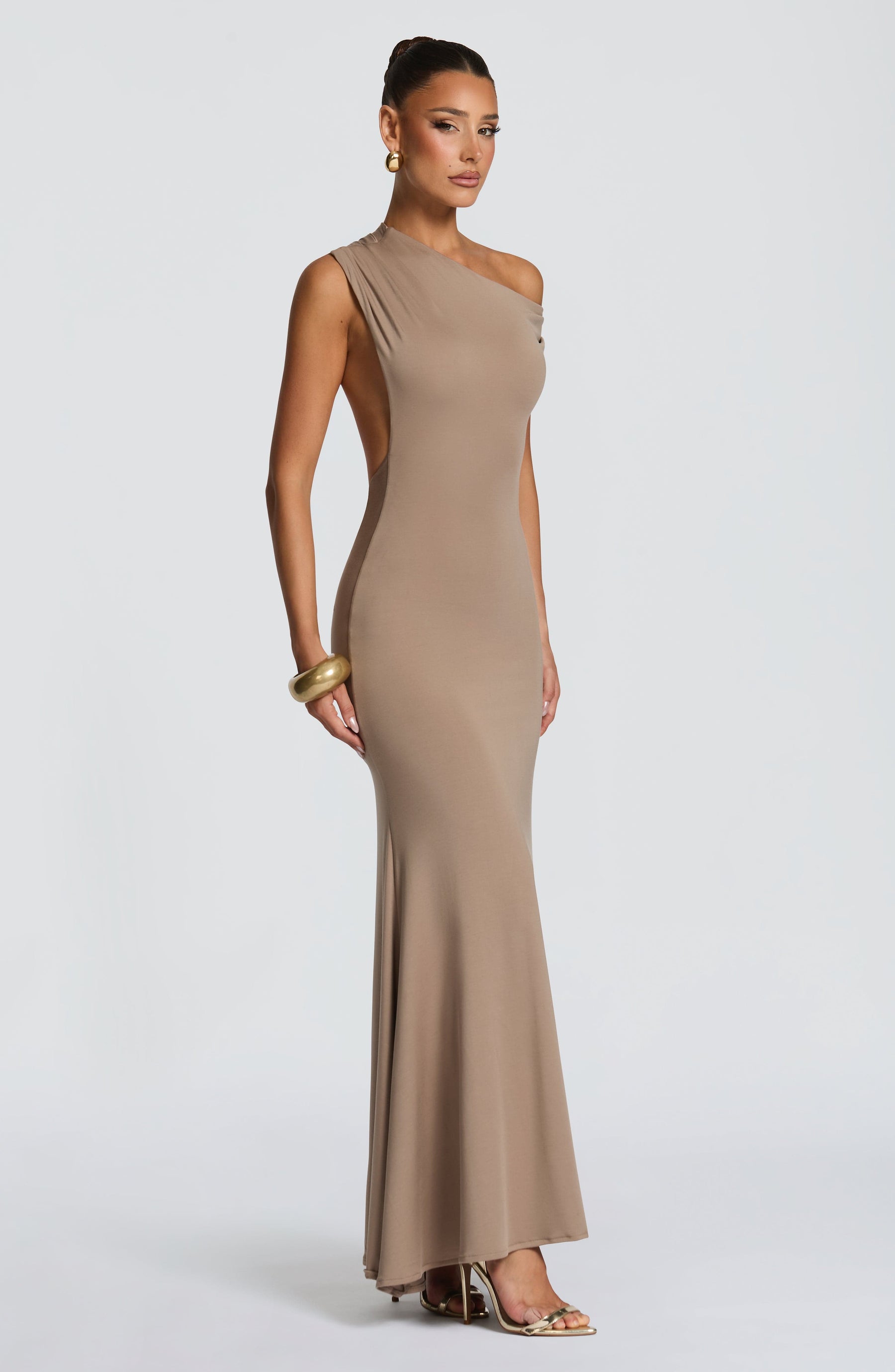 Fiora Maxi Elbise - Taş Rengi
