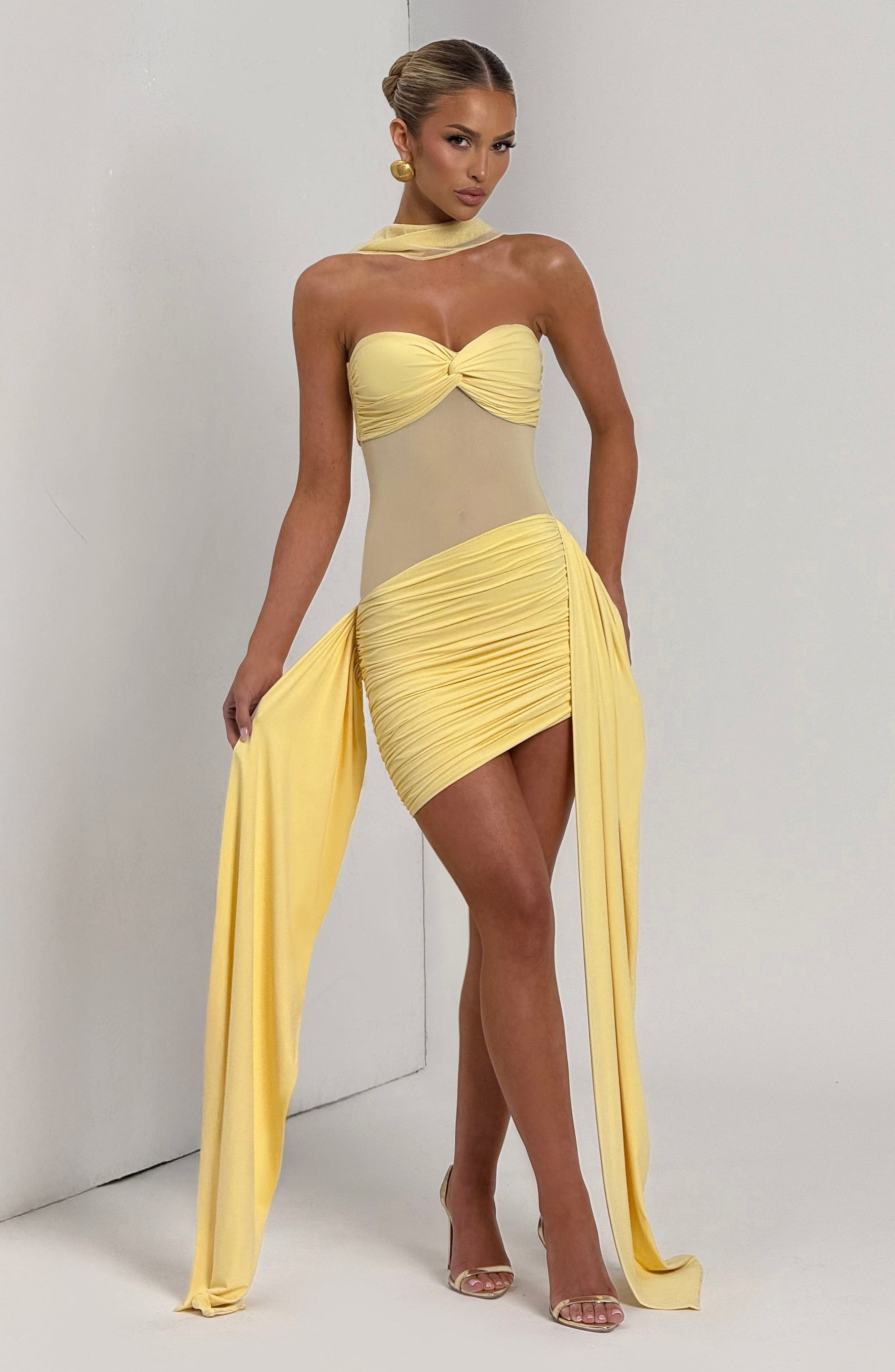 Fiorella Mini Elbise - Limon