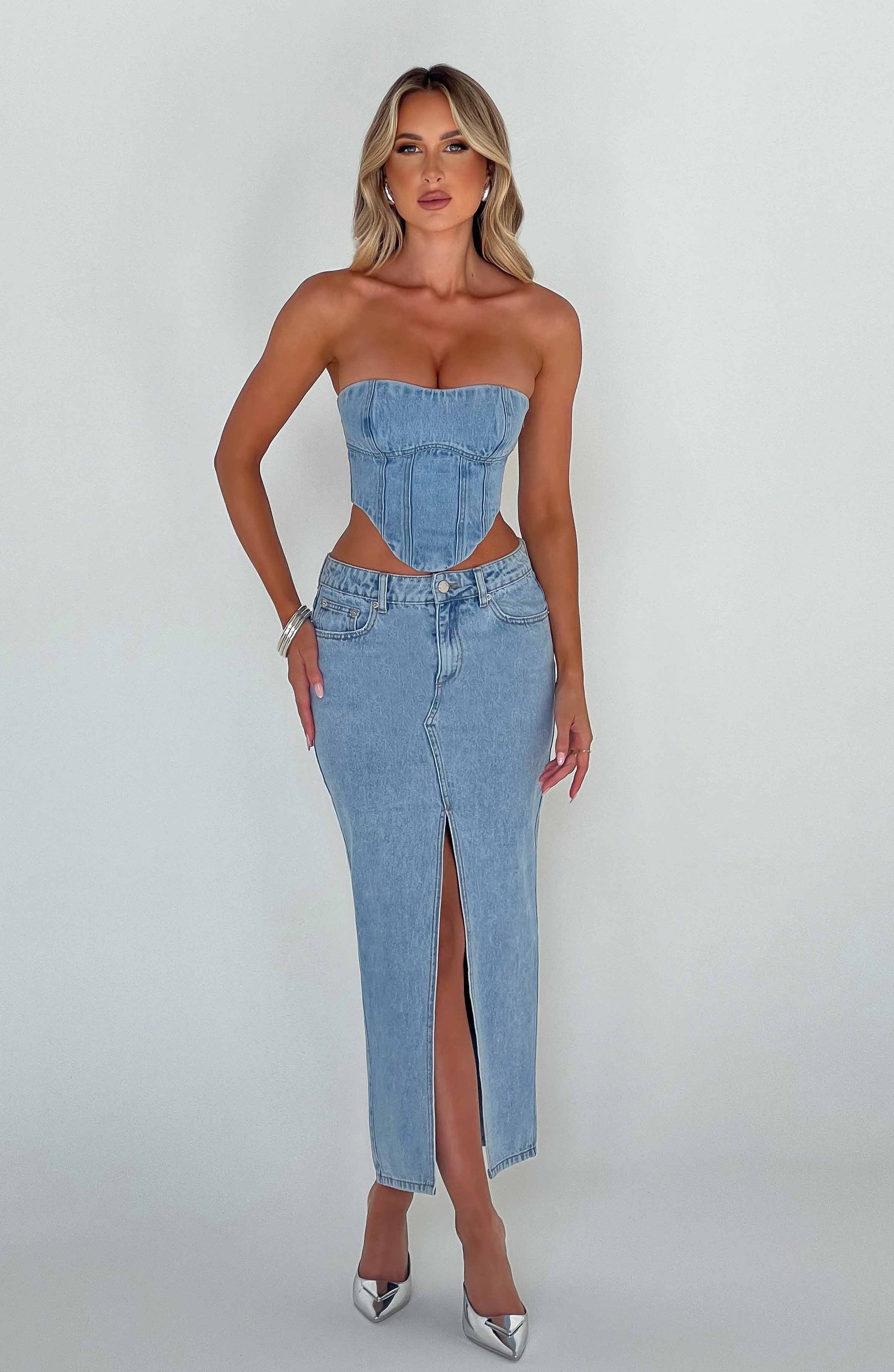 Flor Maxi Etek - Mavi