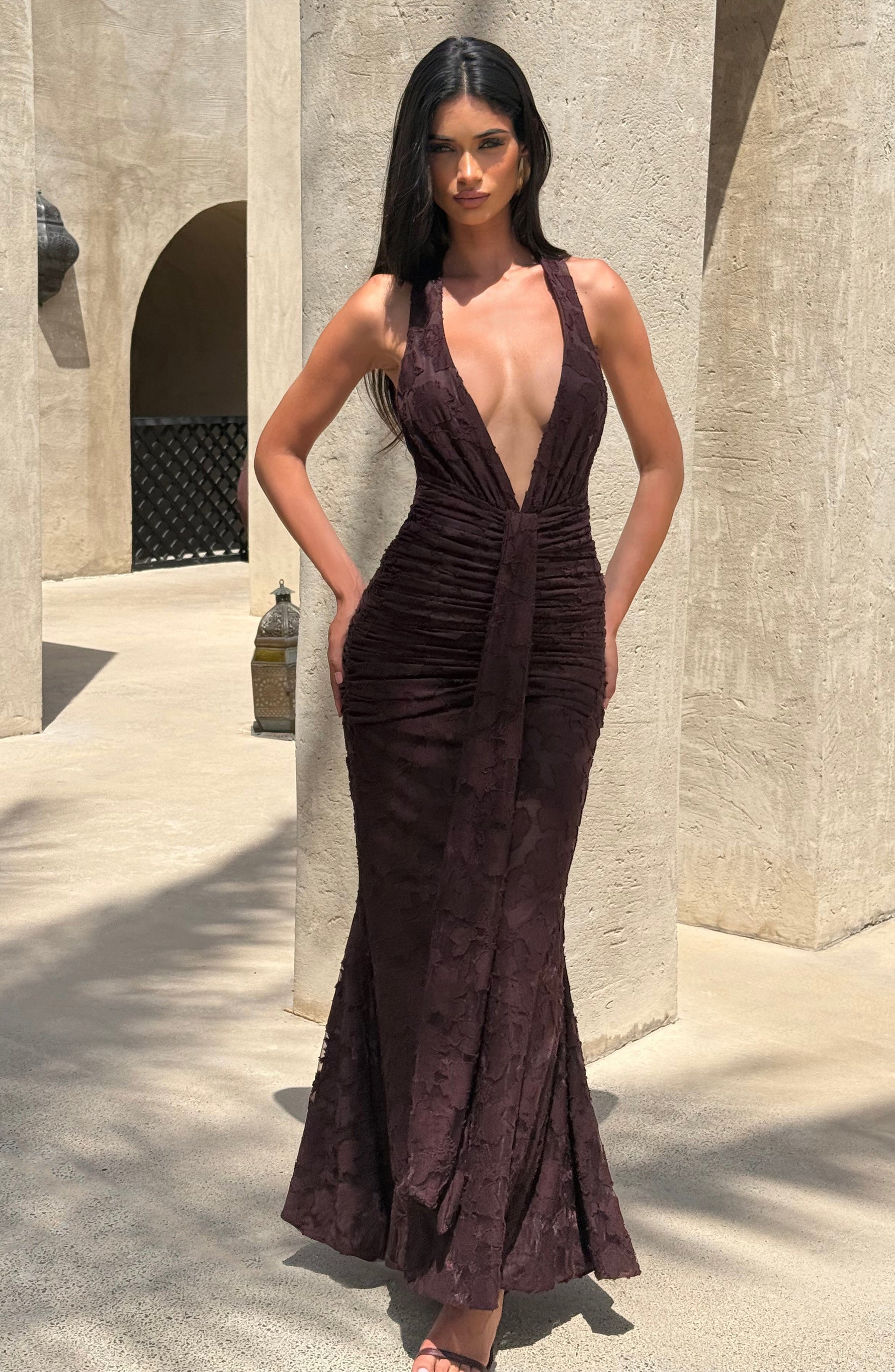 Guinevere Maxi Elbise - Erik Kahverengi