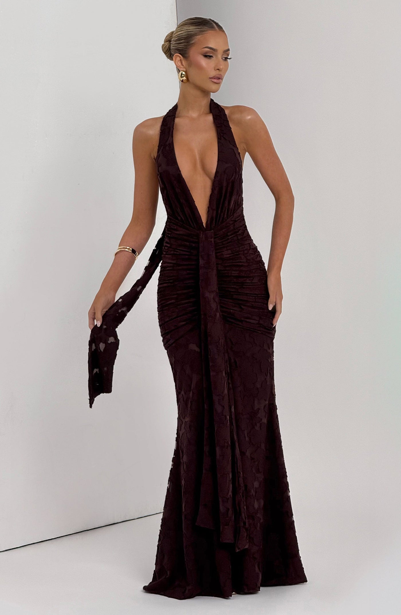 Guinevere Maxi Elbise - Erik Kahverengi