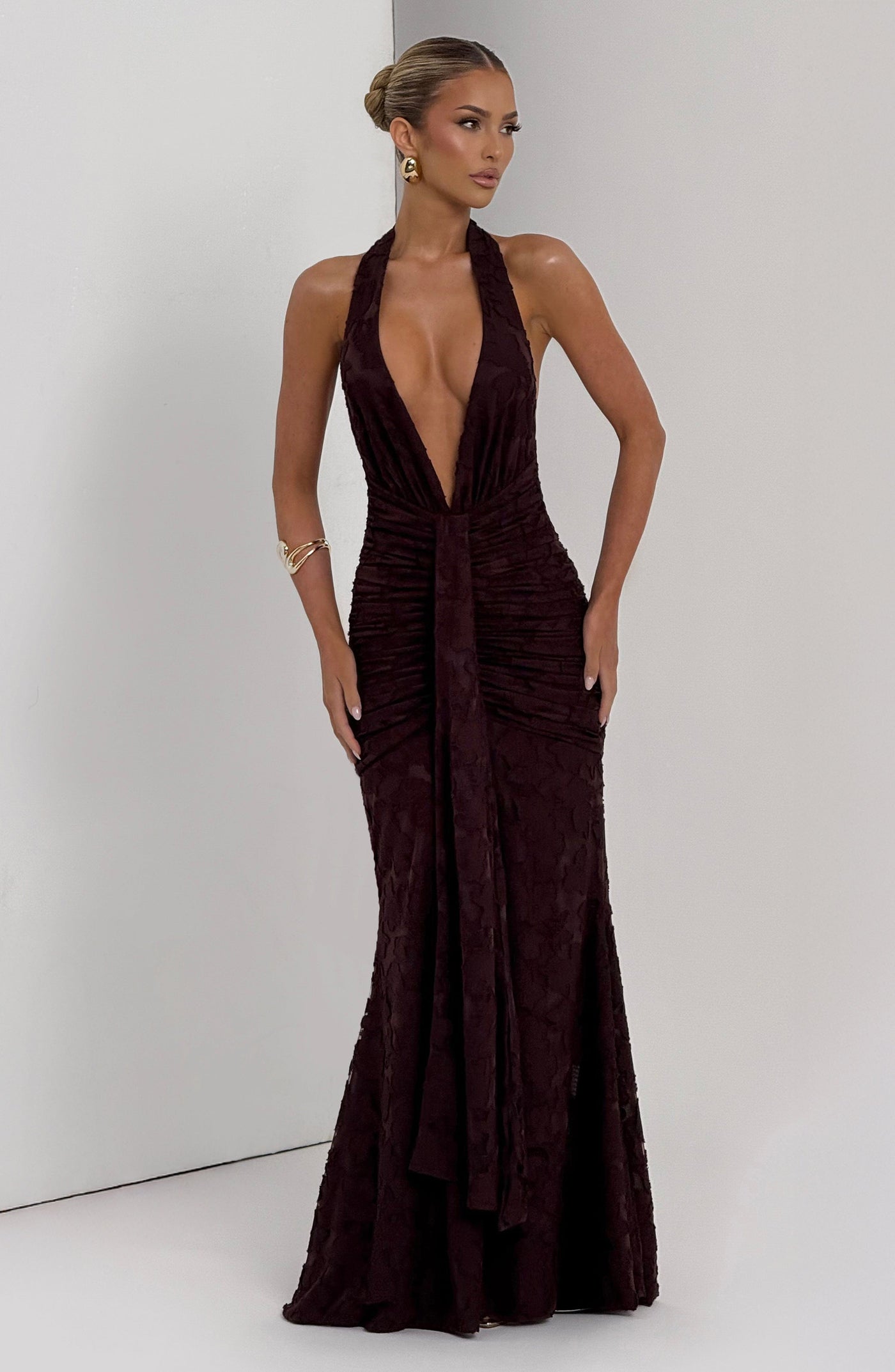 Guinevere Maxi Elbise - Erik Kahverengi