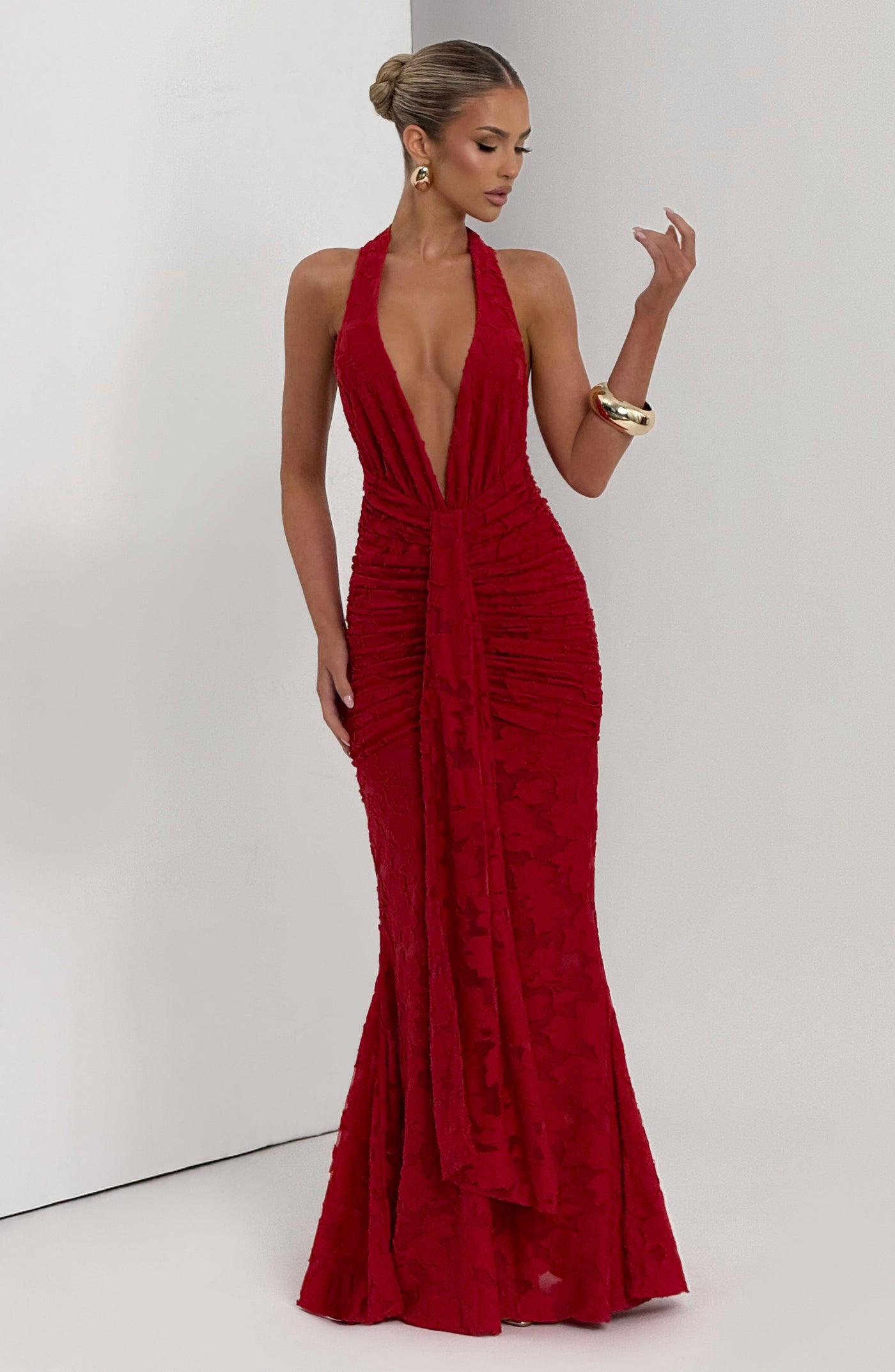 Guinevere Maxi Elbise - Kırmızı