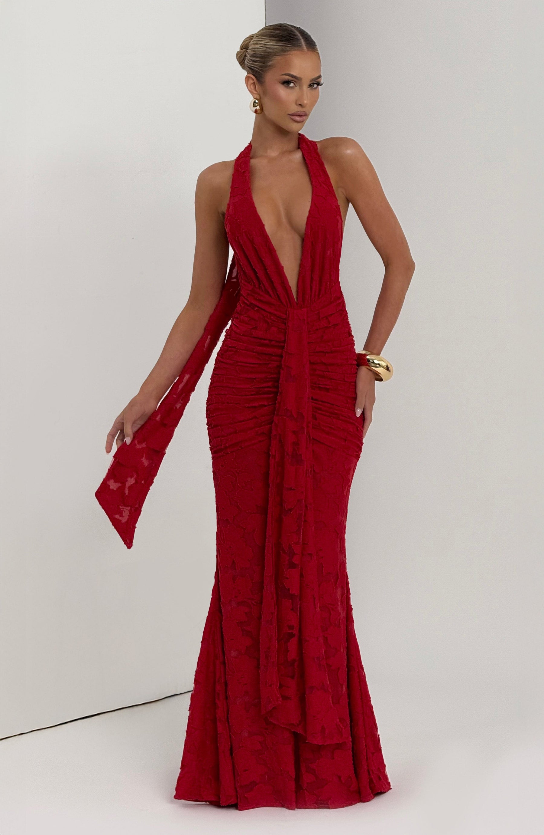 Guinevere Maxi Elbise - Kırmızı