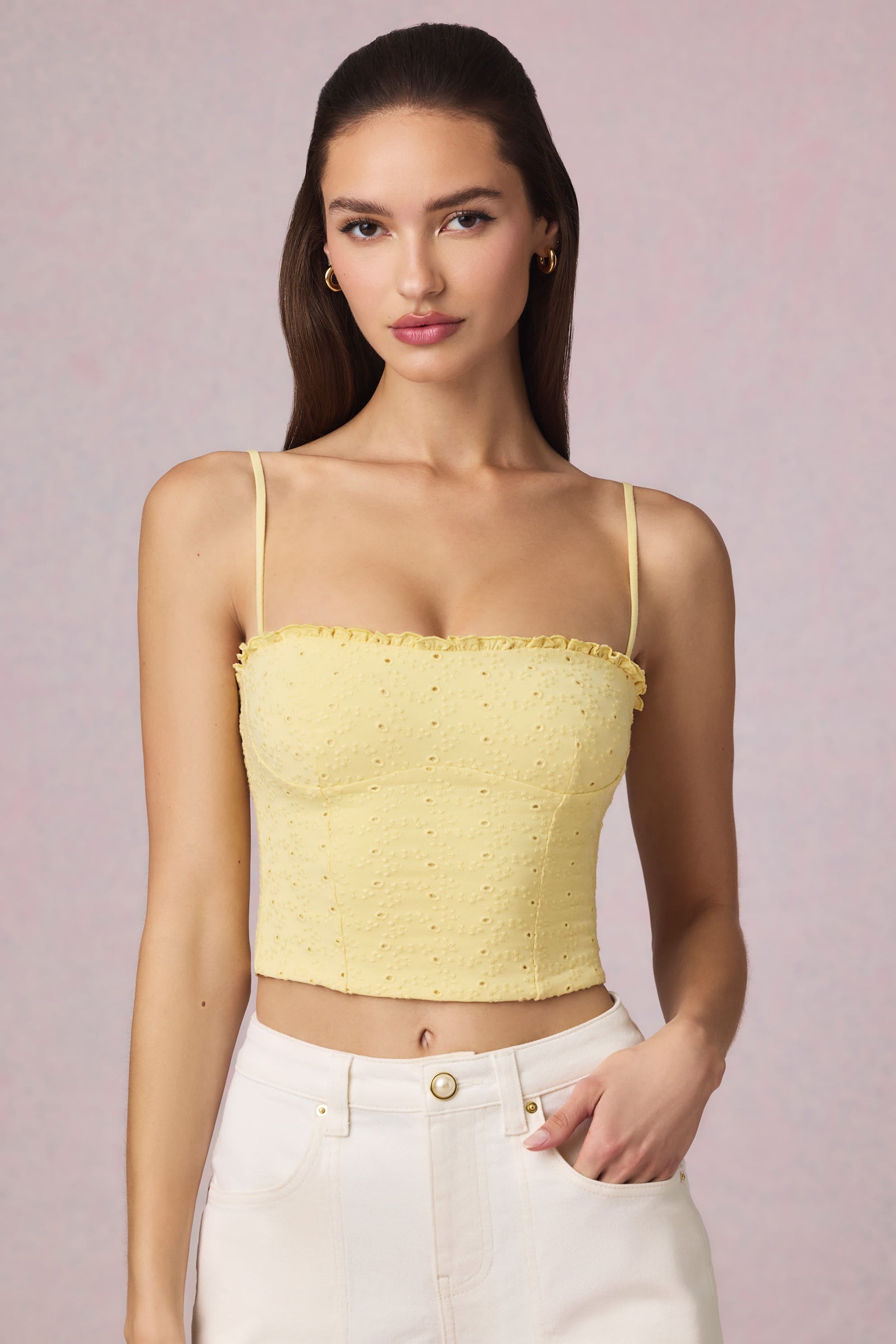 Modal Broderie Anglaise Limon Sarısı Kaşkorse Üst