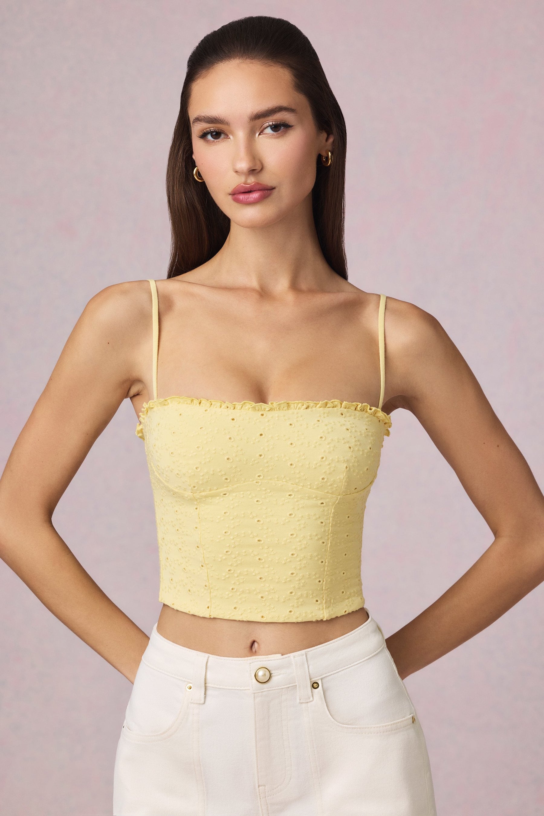 Modal Broderie Anglaise Limon Sarısı Kaşkorse Üst