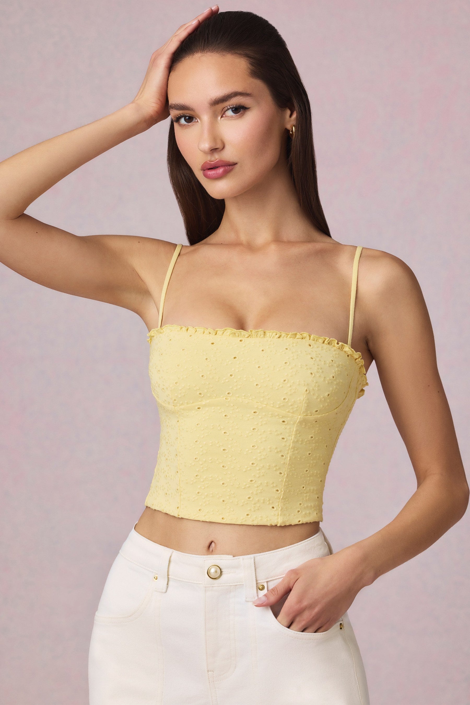 Modal Broderie Anglaise Limon Sarısı Kaşkorse Üst