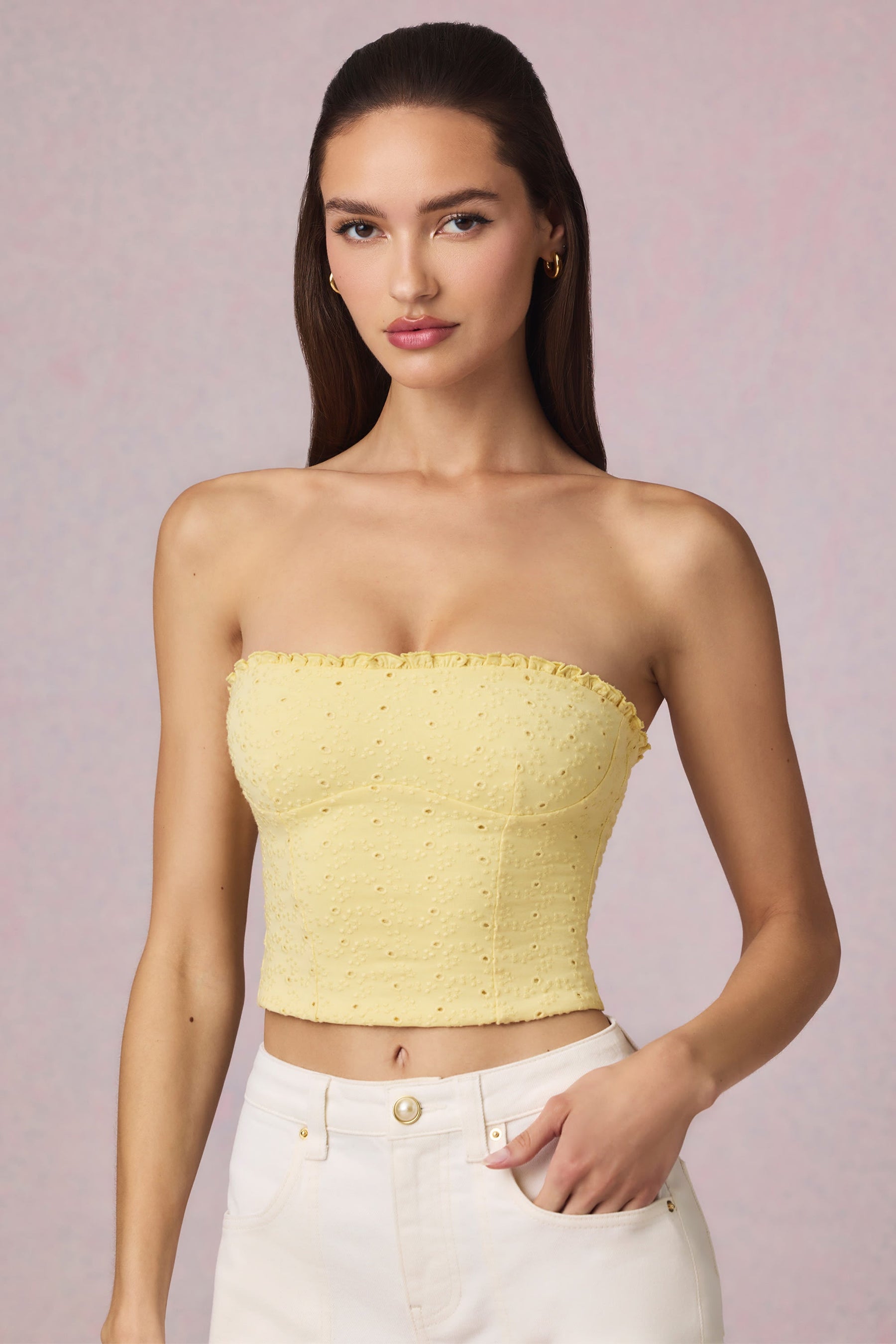 Modal Broderie Anglaise Limon Sarısı Kaşkorse Üst