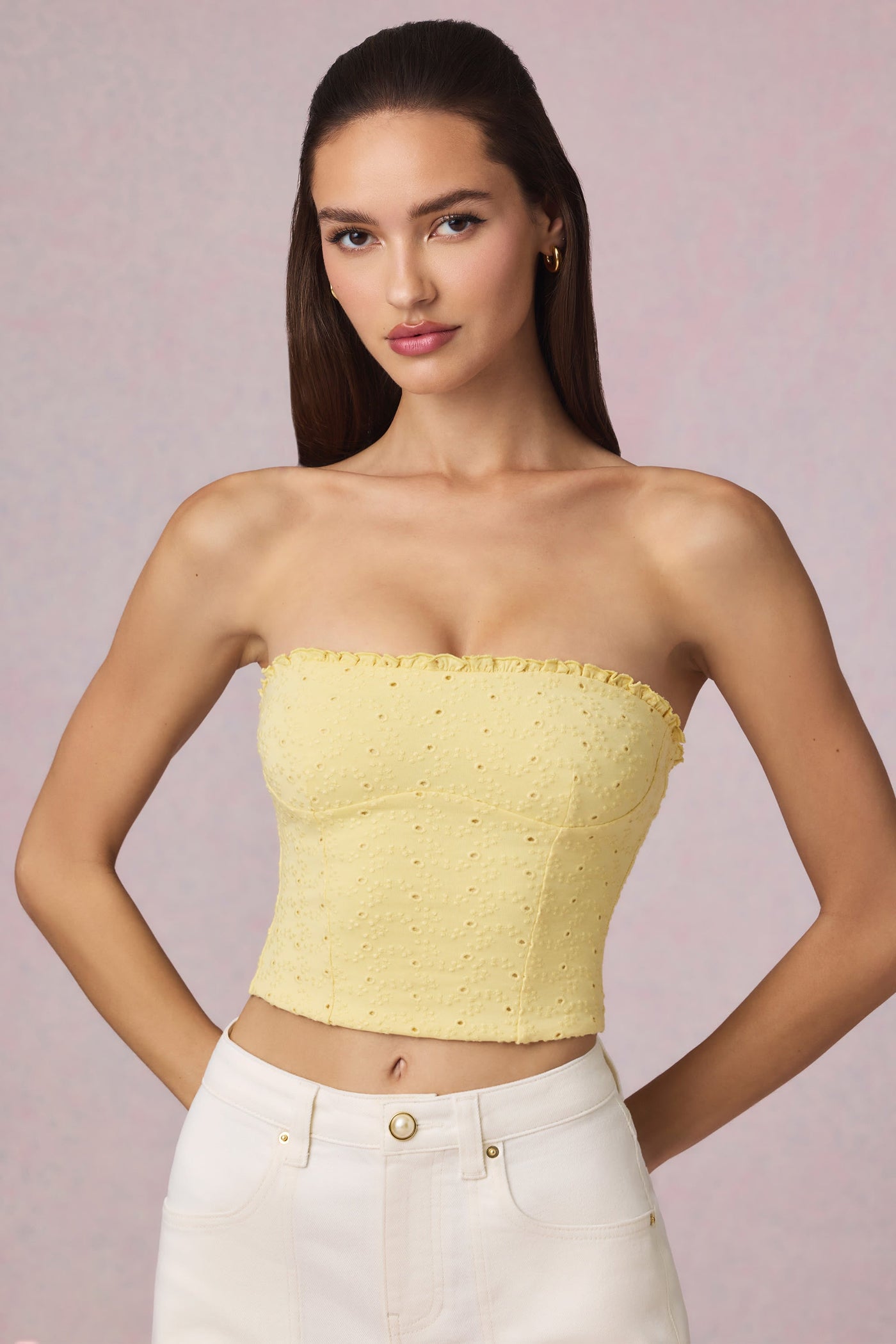 Modal Broderie Anglaise Limon Sarısı Kaşkorse Üst