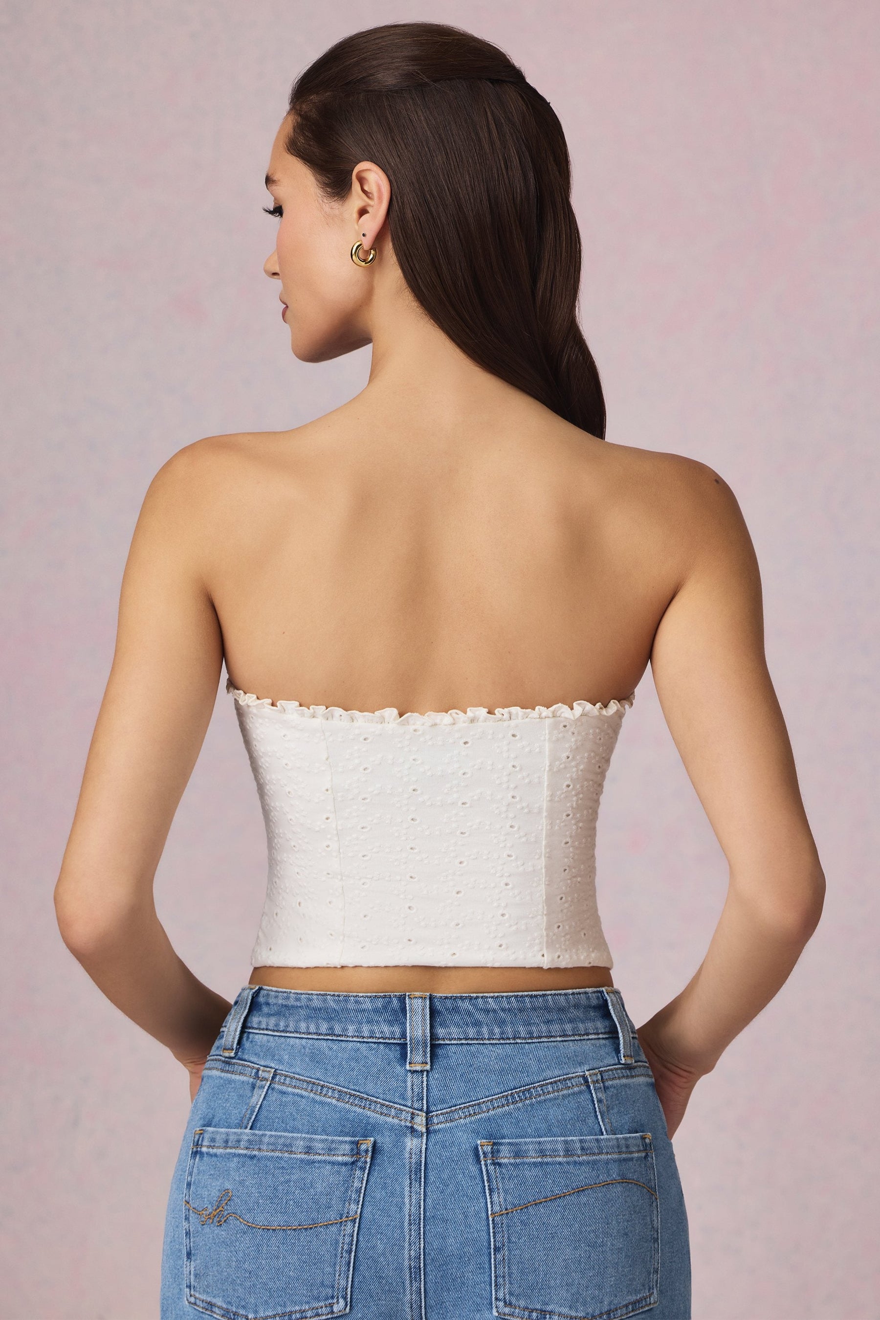 Modal Broderie Anglaise Beyaz Kaşkorse Üst