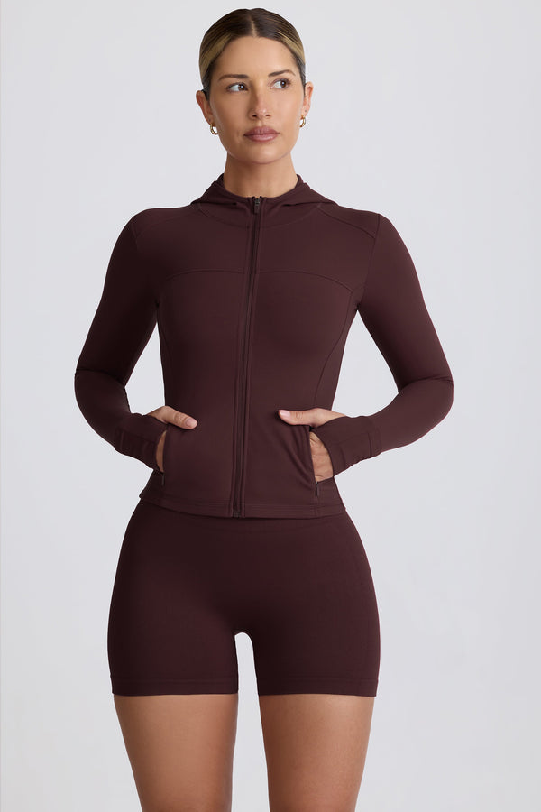 Çikolata Rengi Soft Active Kapüşonlu Orta Katman Ceket