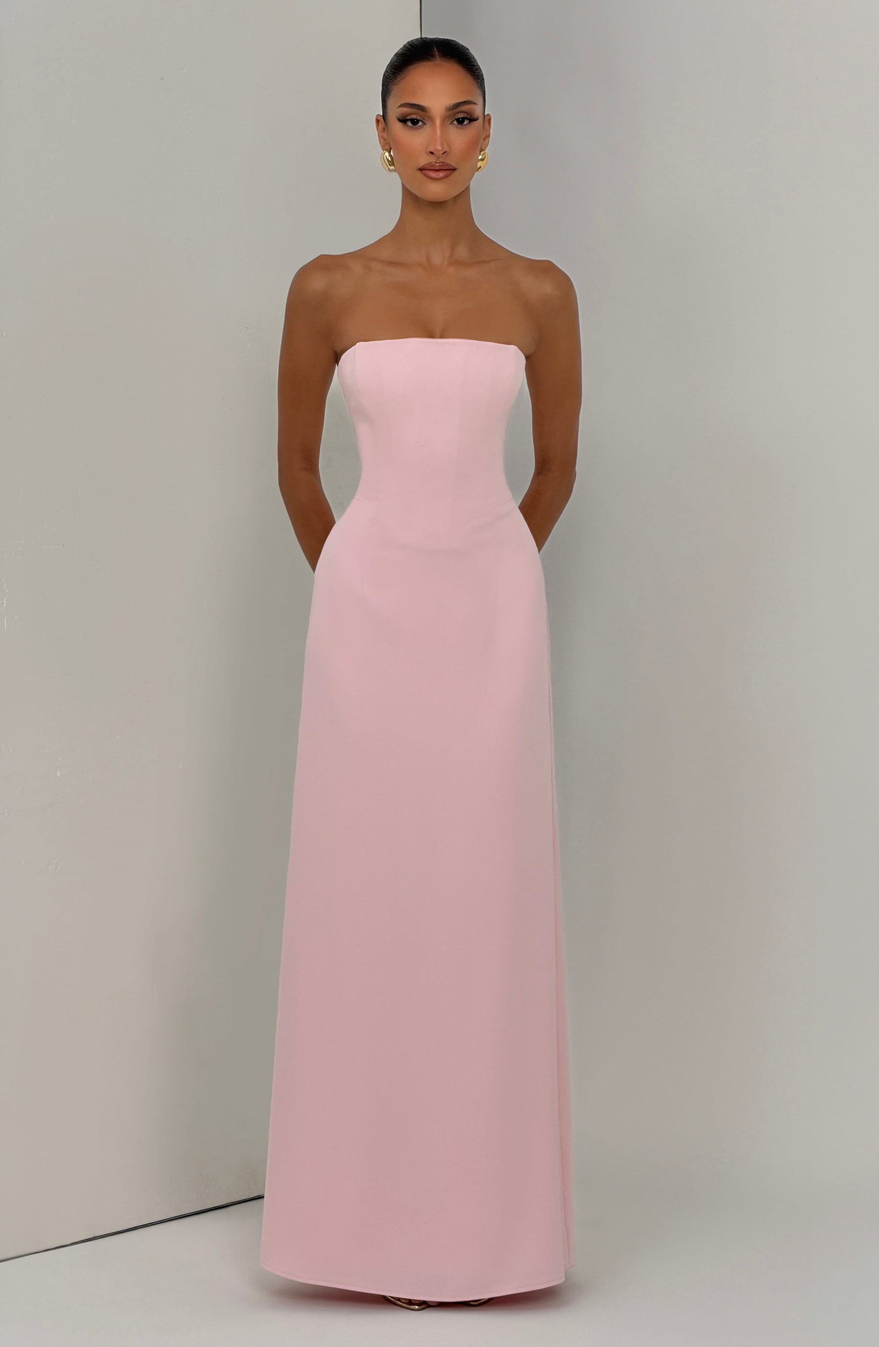 Irmina Maxi Elbise - Pudra Pembesi