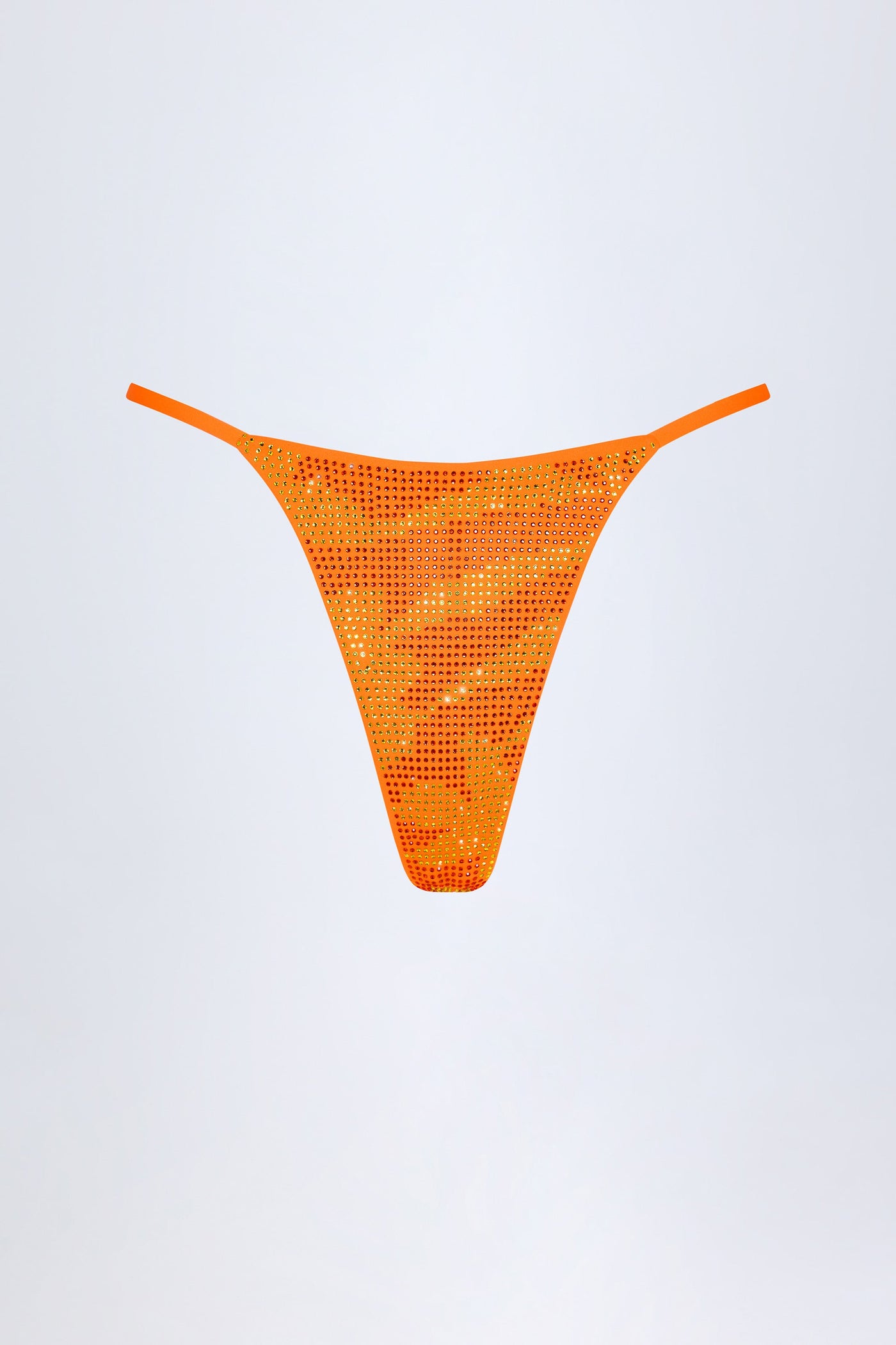 Turuncu Tropikal Desenli İşlemeli Tanga Bikini Altı