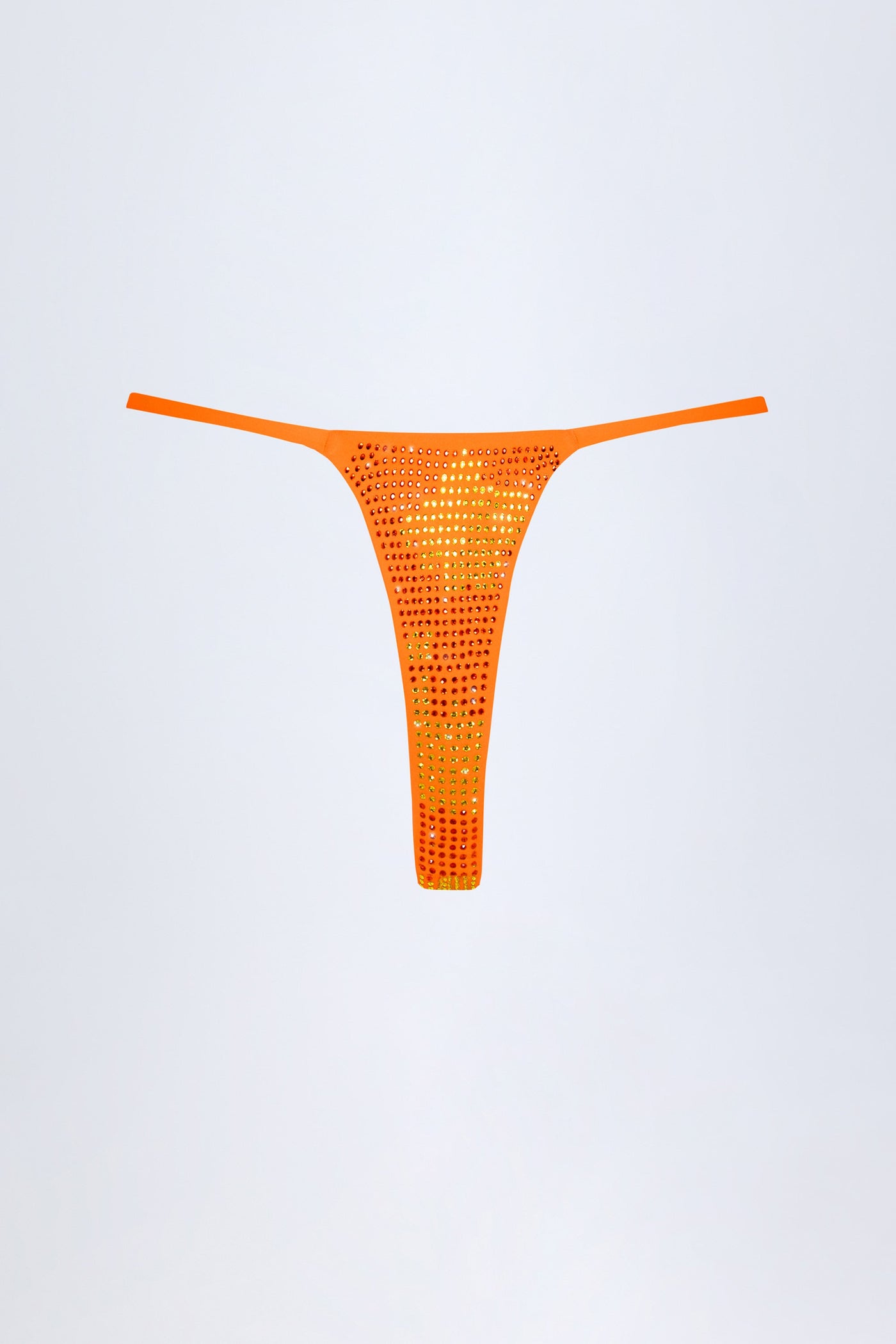 Turuncu Tropikal Desenli İşlemeli Tanga Bikini Altı