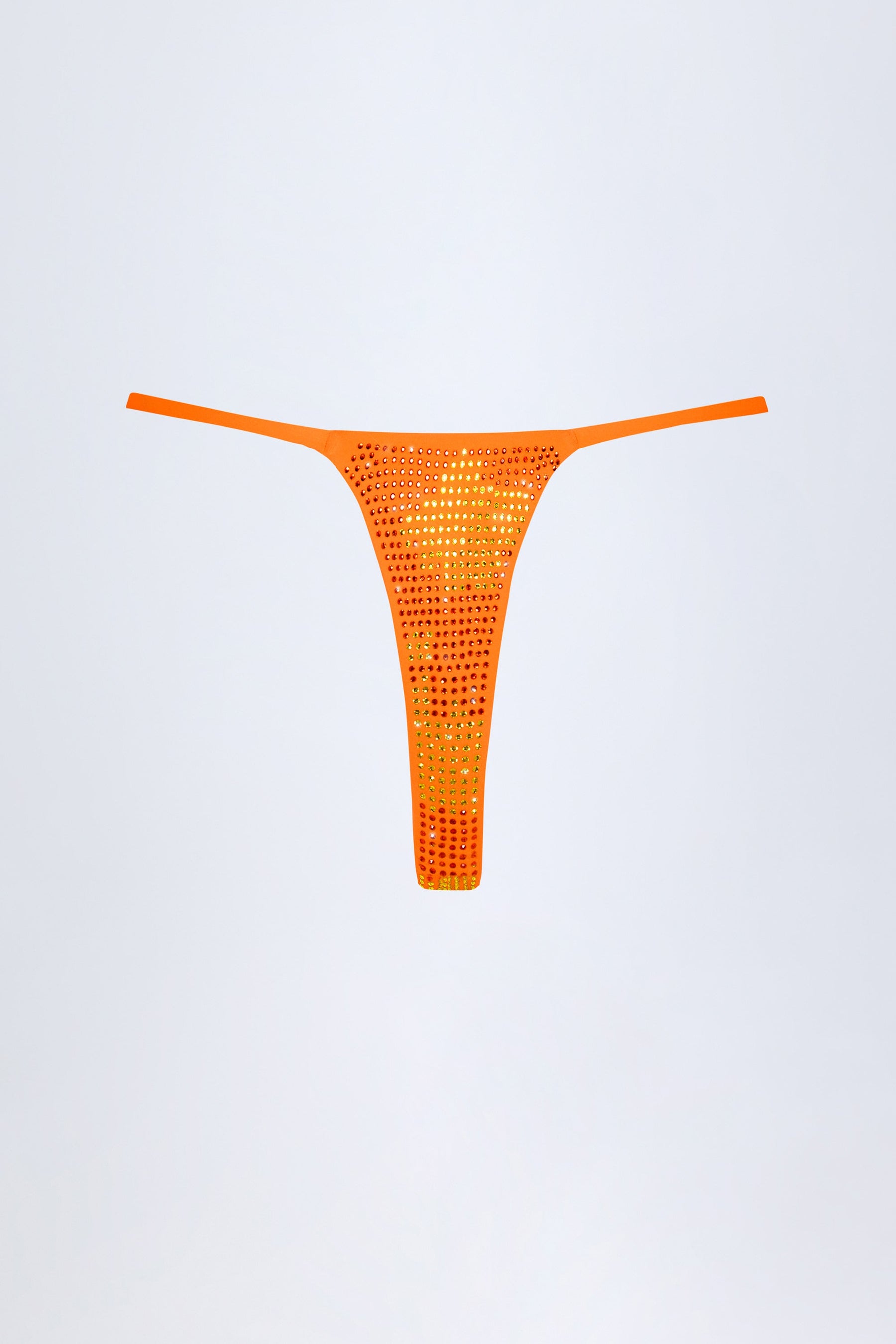 Turuncu Tropikal Desenli İşlemeli Tanga Bikini Altı