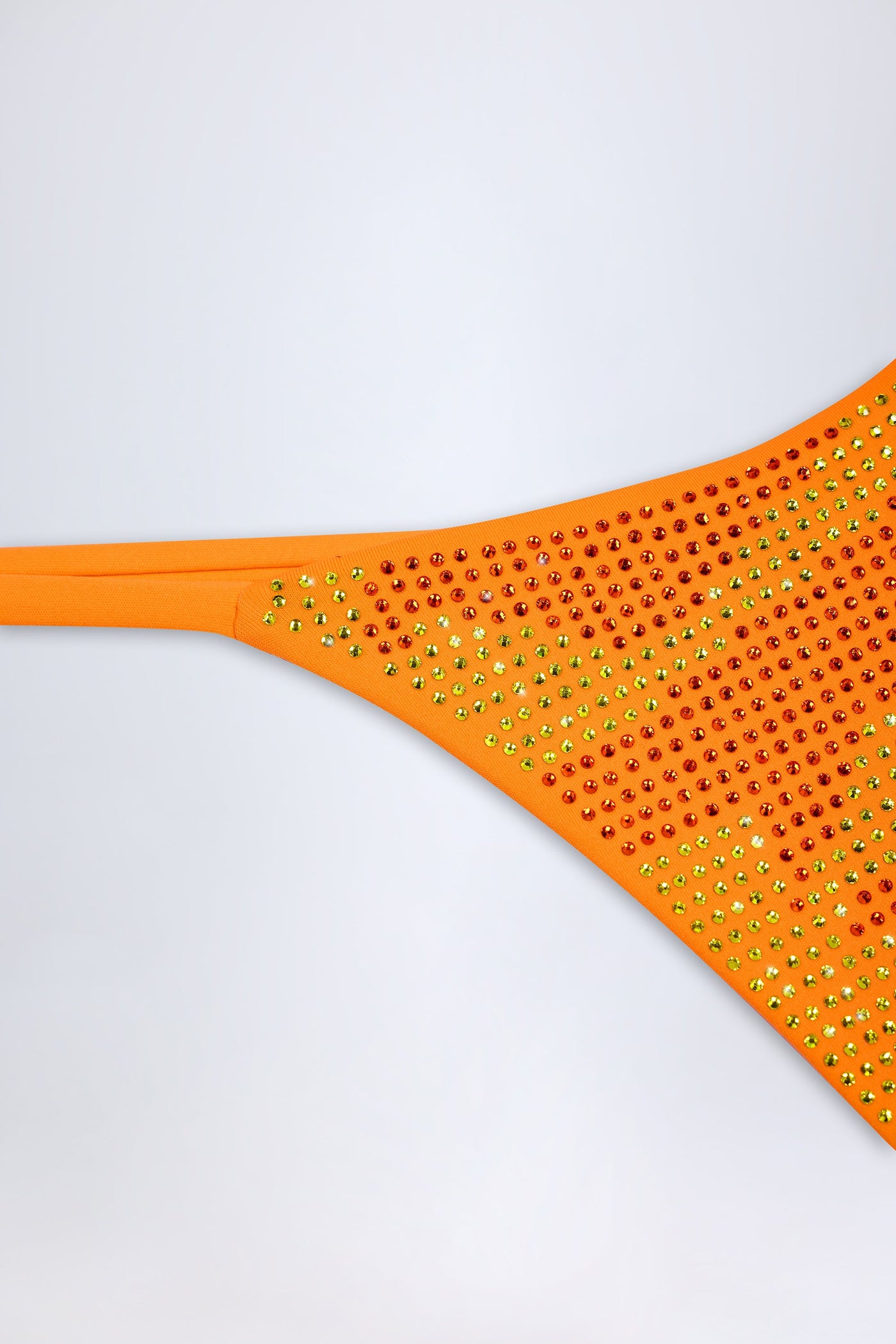 Turuncu Tropikal Desenli İşlemeli Tanga Bikini Altı